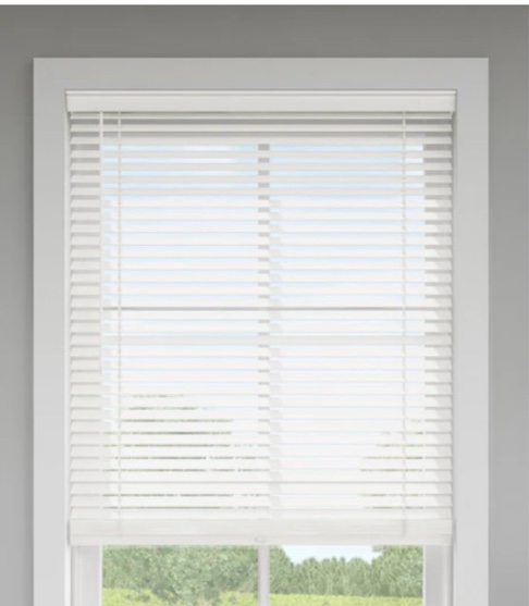 LEVOLOR  Trim+Go 2-in Slat Width 67-in x 64-in Cordless White Faux Wood Room Darkening Horizontal Blinds