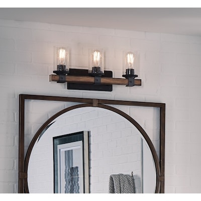  Kichler Barrington 22-in 3 Light Distressed Black Farmhouse Bathroom Vanity light