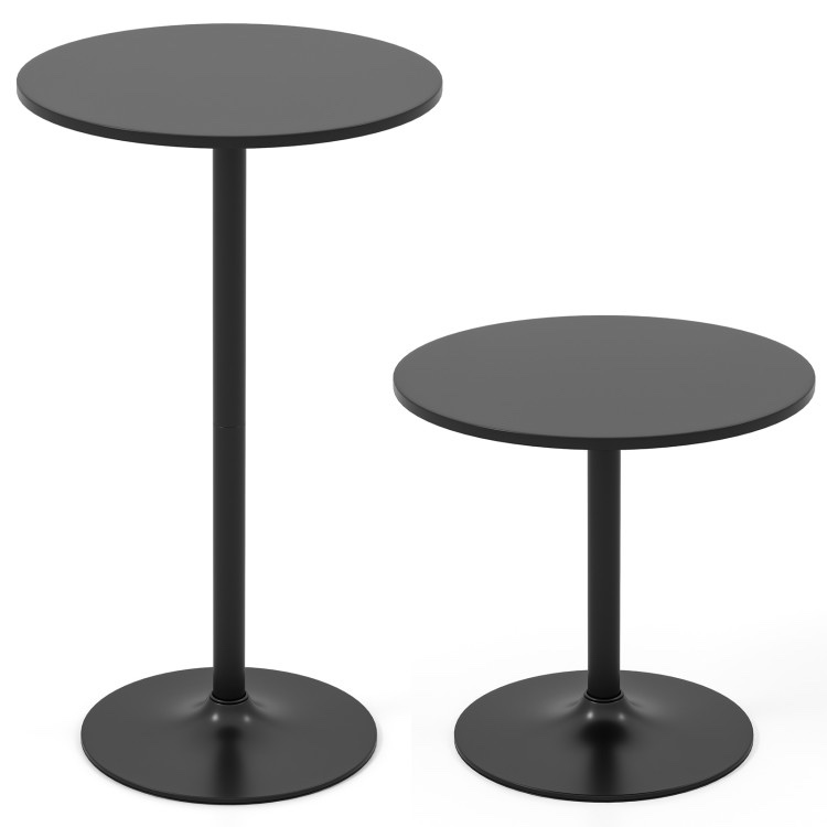 Modern Round Cocktail Table with Metal Base Set of 2