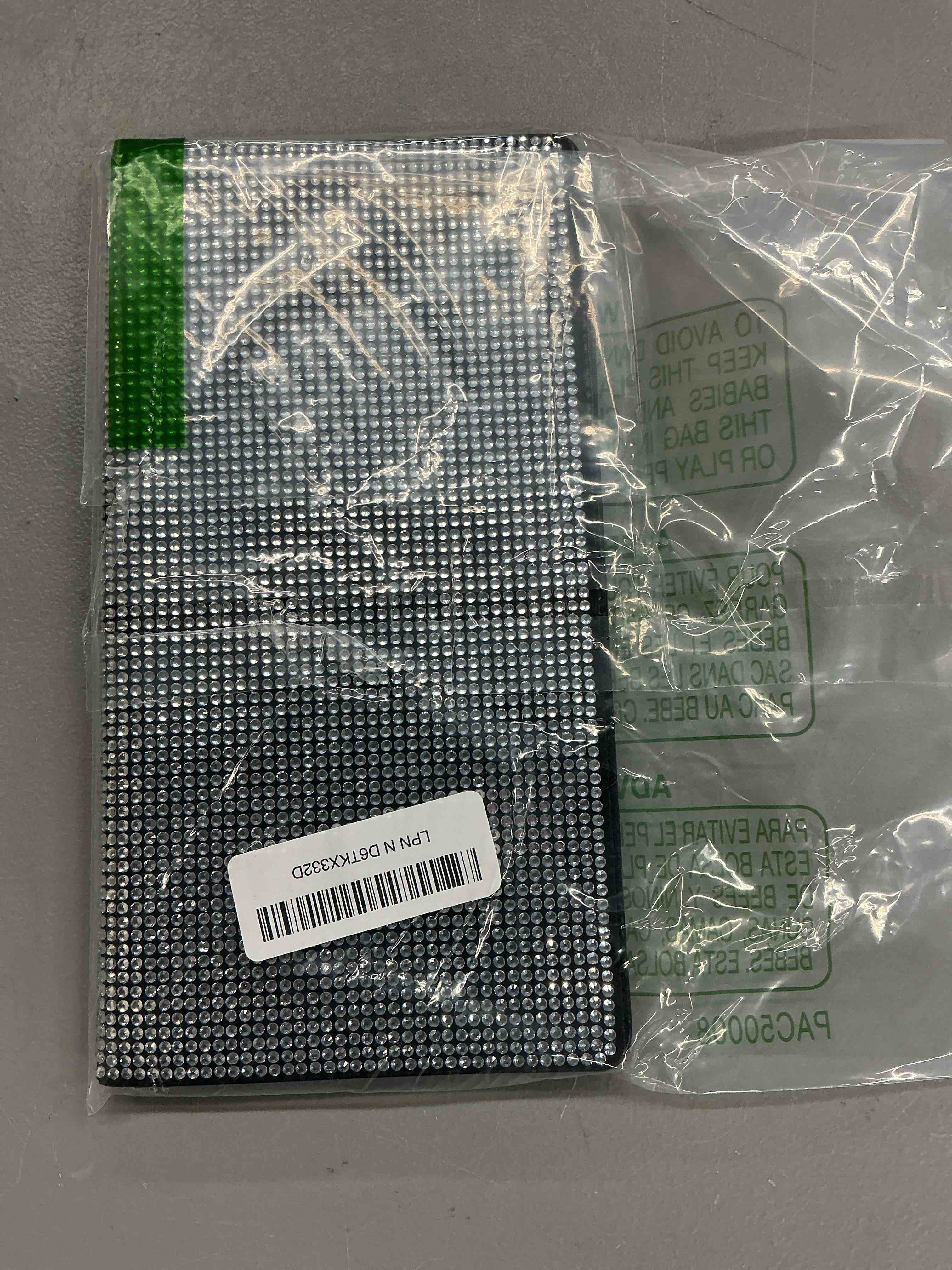 Condition photo showing New/Like New for bling rhinestone artificial diamond car registration and insurance document holder, glitter car essentials glove box organizer compartment bling silver, medium medium silver