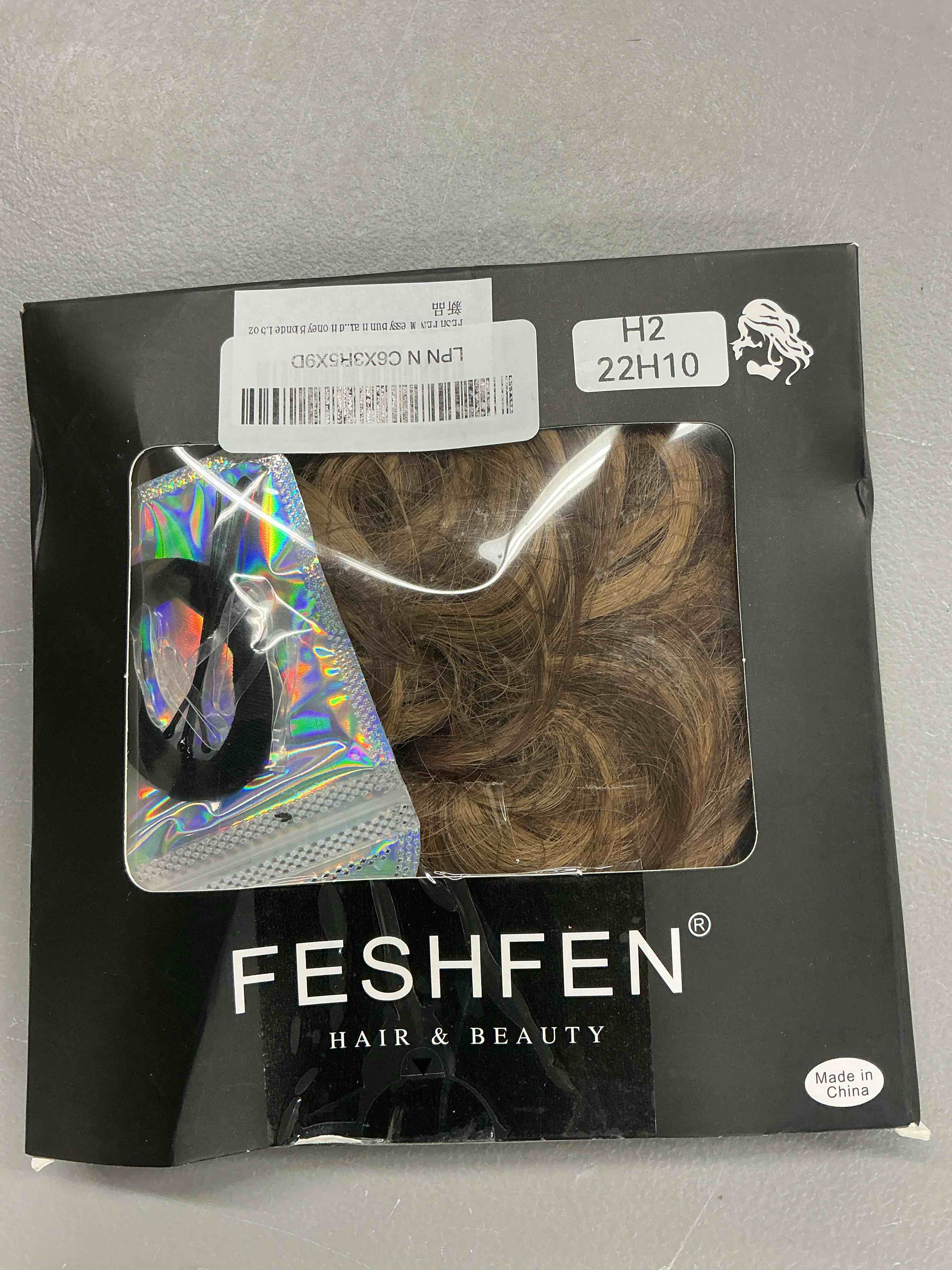 Condition photo showing Good Condition for feshfen messy bun hair piece - elastic wavy curly hair bun scrunchies extensions synthetic chignon hairpieces for women girls, brown mixed honey blonde 1.5 oz medium 22h10# brown mixed honey blonde
