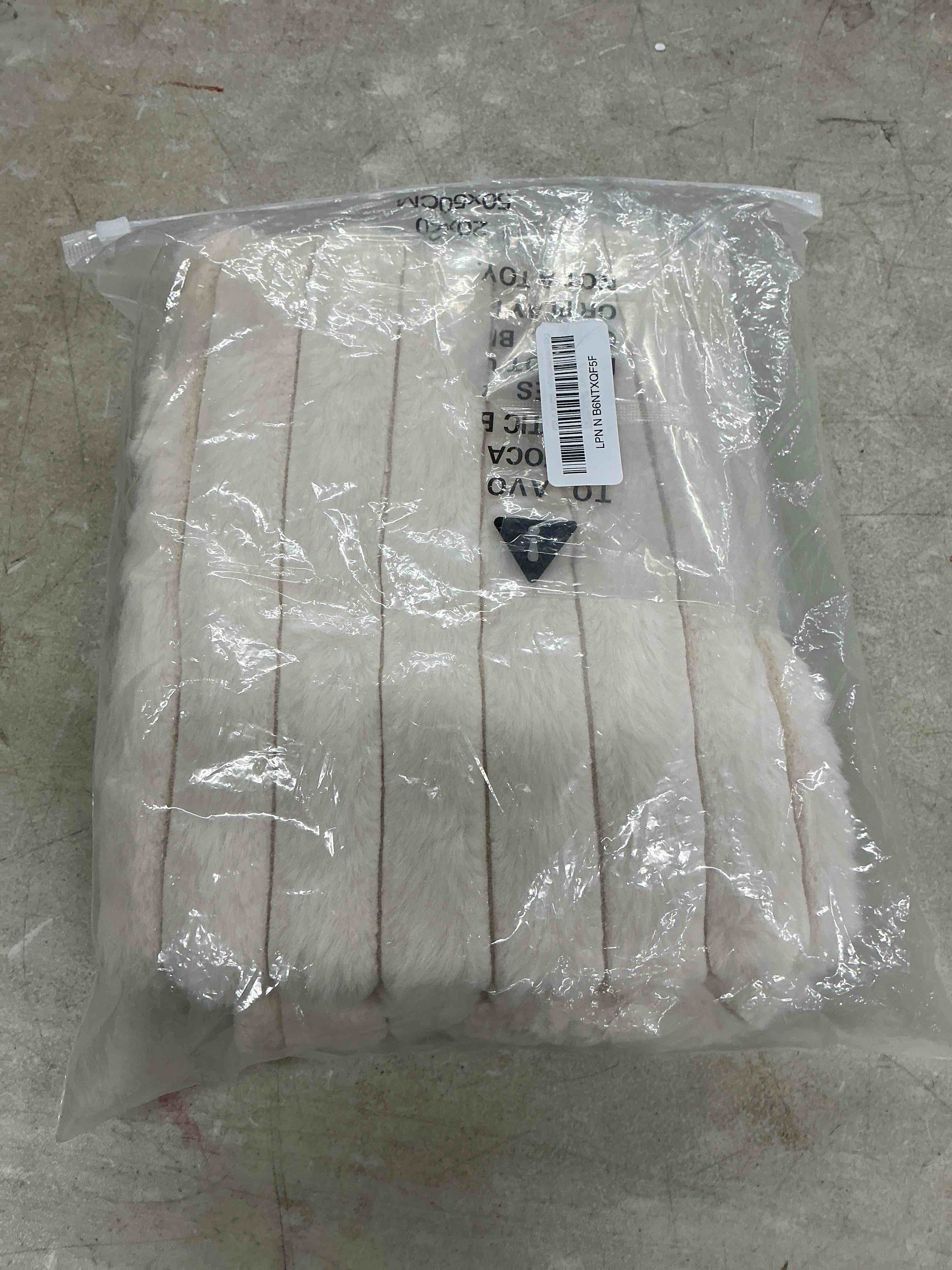 Condition photo showing Good Condition for decoruhome cozy faux fur spring throw pillow covers 20x20 set of 2 decorative soft plush striped modern farmhouse boho couch pillow cases with velvet back for sofa bed living room, cream white cream white 20" x 20" (pack of 2)
