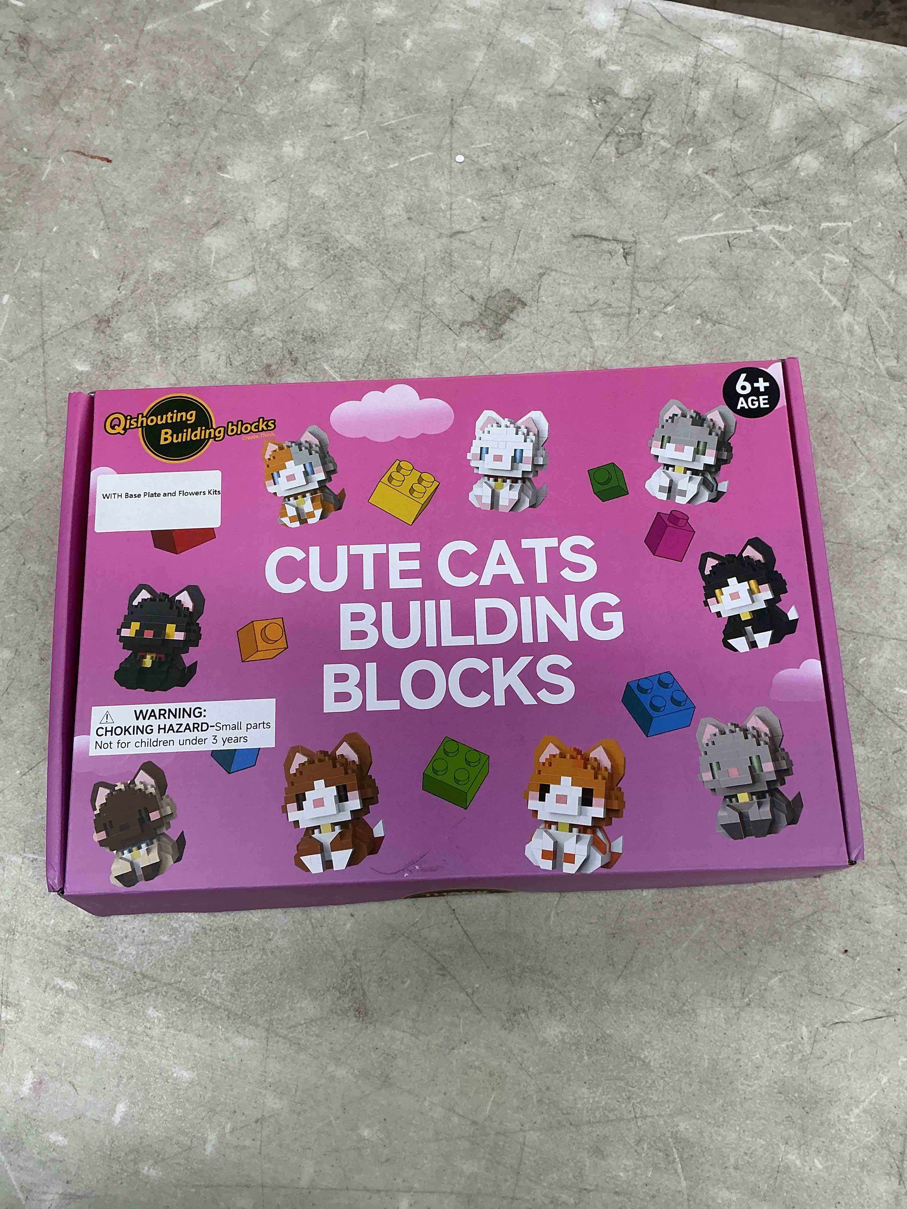 Condition photo showing Good Condition for qishouting 9 packs mini cats with flowers & base building blocks, 9 styles small cute cat building set, miniature cat figurine toys for adults women,birthday party favors stocking stuffers 9 mini cats with flowers