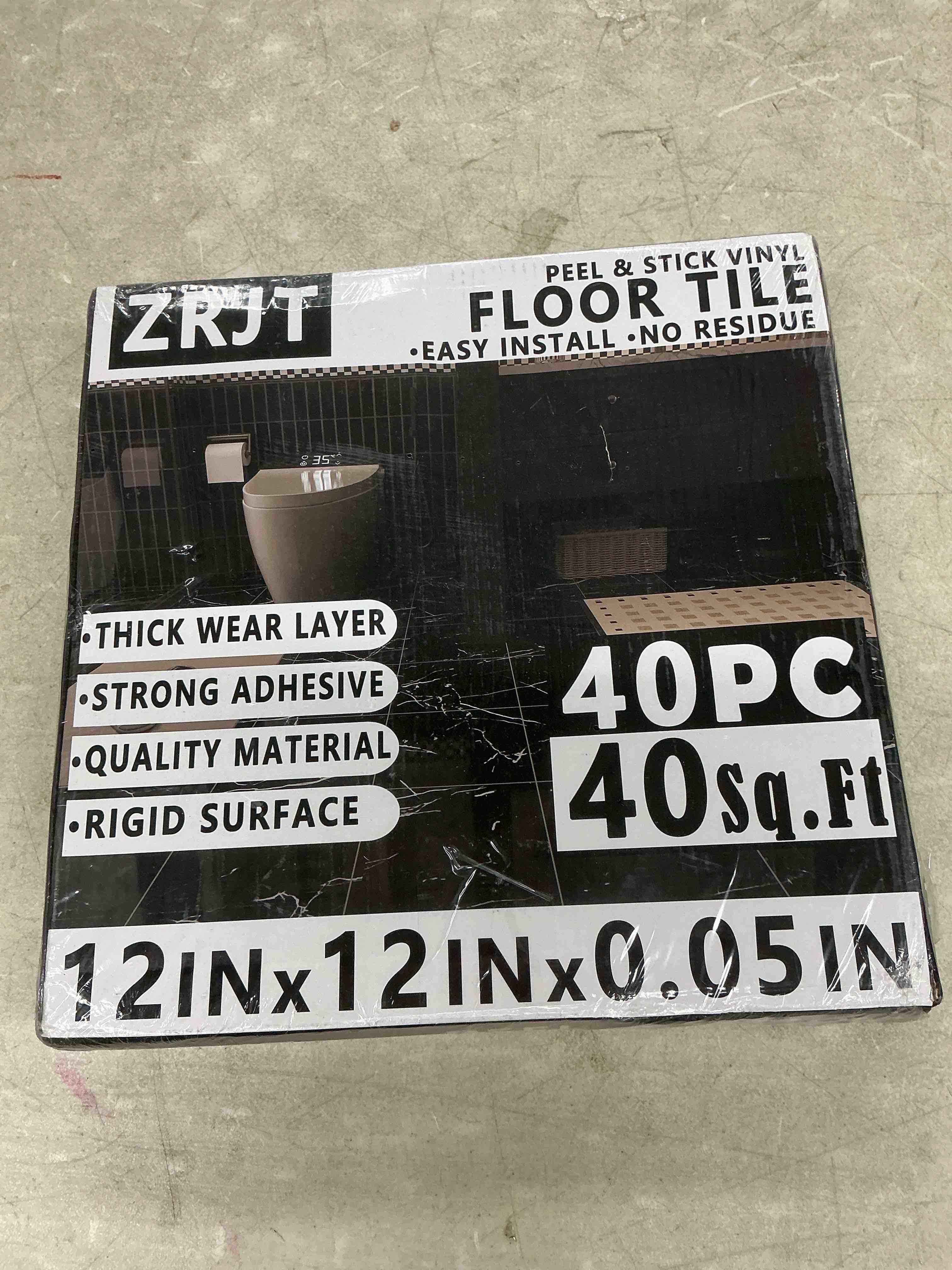 Condition photo showing Good Condition for 40 pack cover 40 sq.ft peel and stick floor tiles, 12” x 12” self adhesive vinyl flooring easy diy installation for kitchen, living room, laundry, rv, light grey marble 12x12 inch light grey marble 40