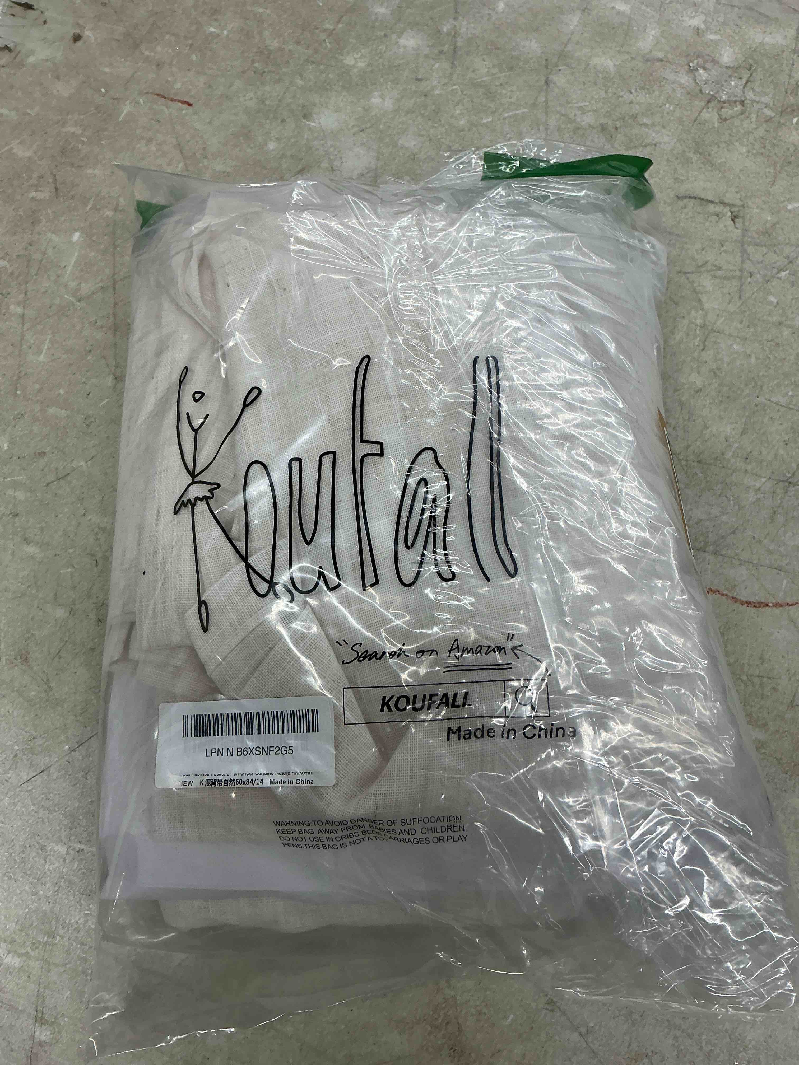 Condition photo showing Good Condition for koufall 60 inch wide linen curtains, privacy sheer light filtering boho back tab pleated curtains for living room bedroom, 60x84 inch long, 2 panel set, cream beige natural 60"w x 84"l (pack of 2)