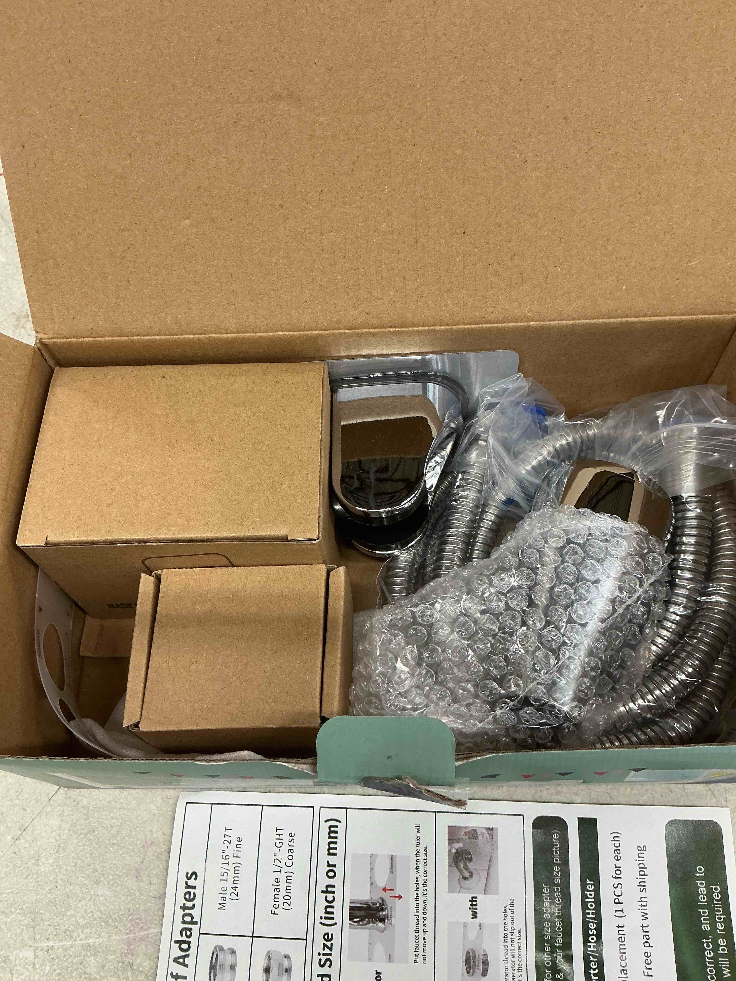 Condition photo showing Good Condition for cecefin kitchen faucet hose attachment, sink sprayer replacement head with 4.9 ft stainless steel hose, water saving aerator with 3-way diverter valve for hair washing laundry room and pet shower g- gery2- aquablade sprayer