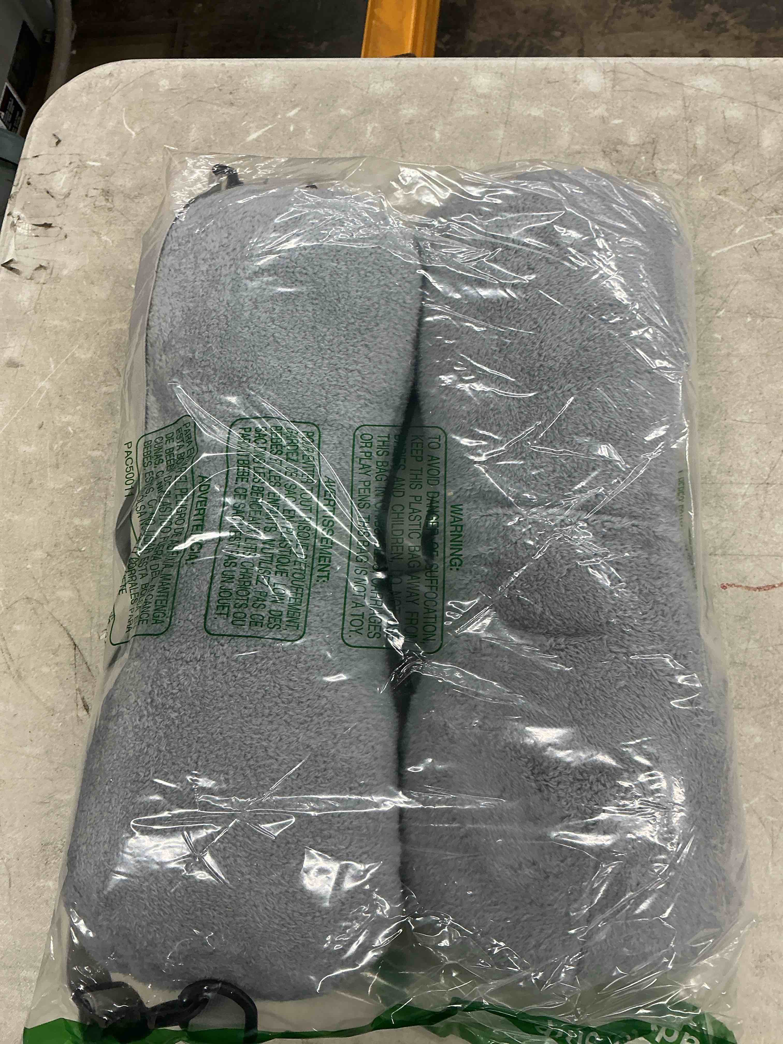 Condition photo showing Good Condition for 2 pcs neck pillow for recliner headrest pillow bone shaped chair plush with adjustable strap neck support and pain relief curve head cushion for car travel airplane (grey) 2 grey