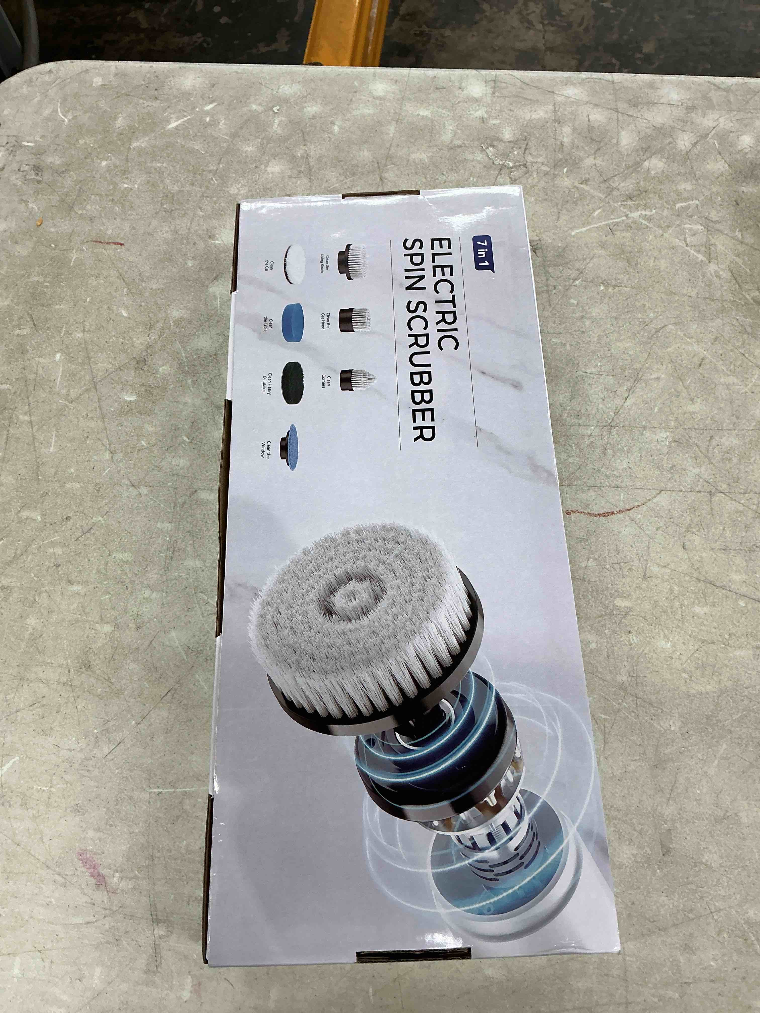 Condition photo showing Good Condition for electric spin scrubber - cordless bathroom scrubber with 7 brush heads - dual speed ipx7 waterproof power scrubber for heavy-duty bathtub, glass, tile, and car cleaning (white)