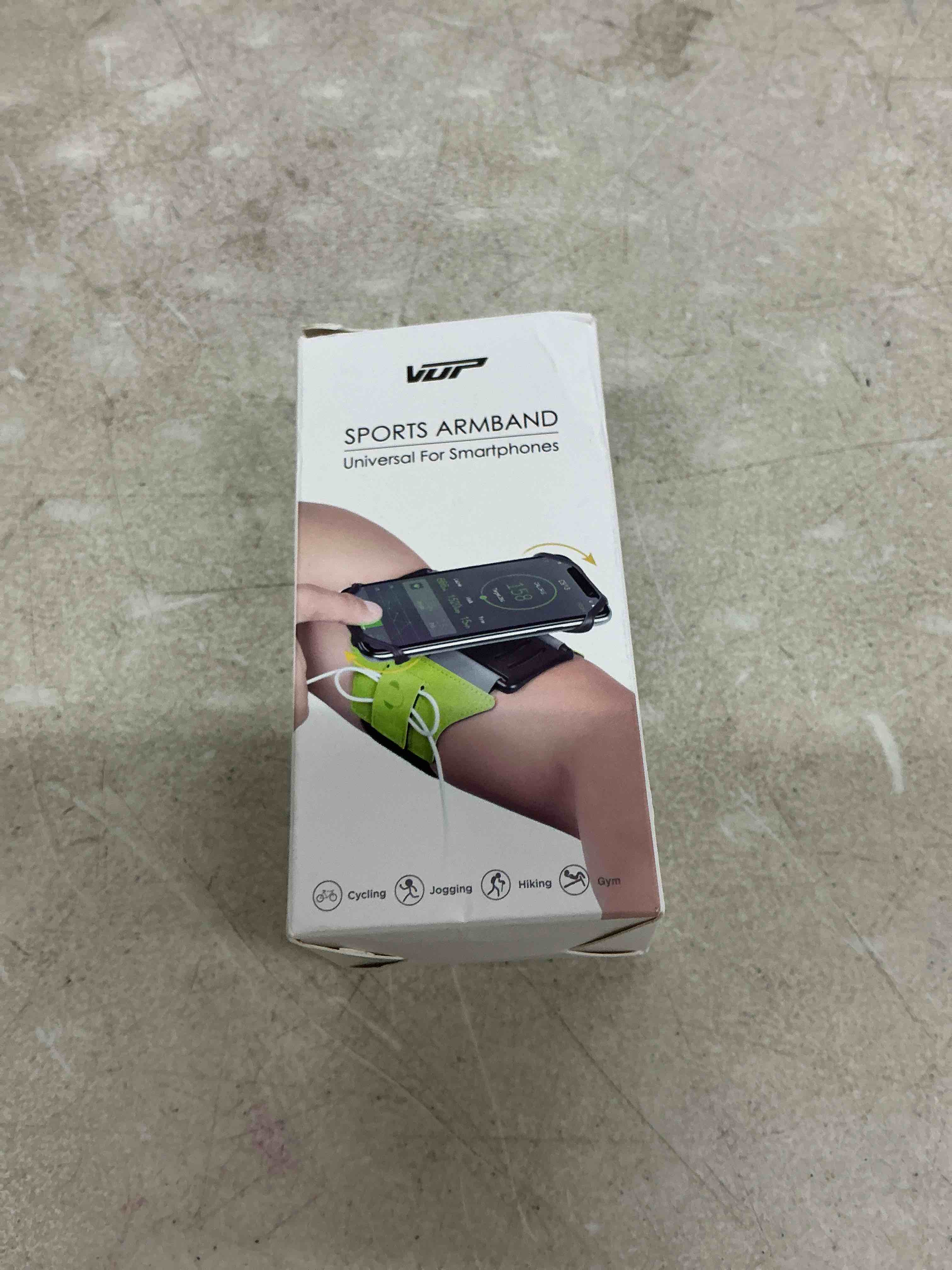 Condition photo showing Good Condition for vup running armband 360°rotatable for iphone 17/16/15/14/13/pro max/pro/mini/12/11/se/xs/xr/x/8/7/plus, fits all 4-6.7 inch smartphones, with key holder phone armband for running hiking biking (black) black armband