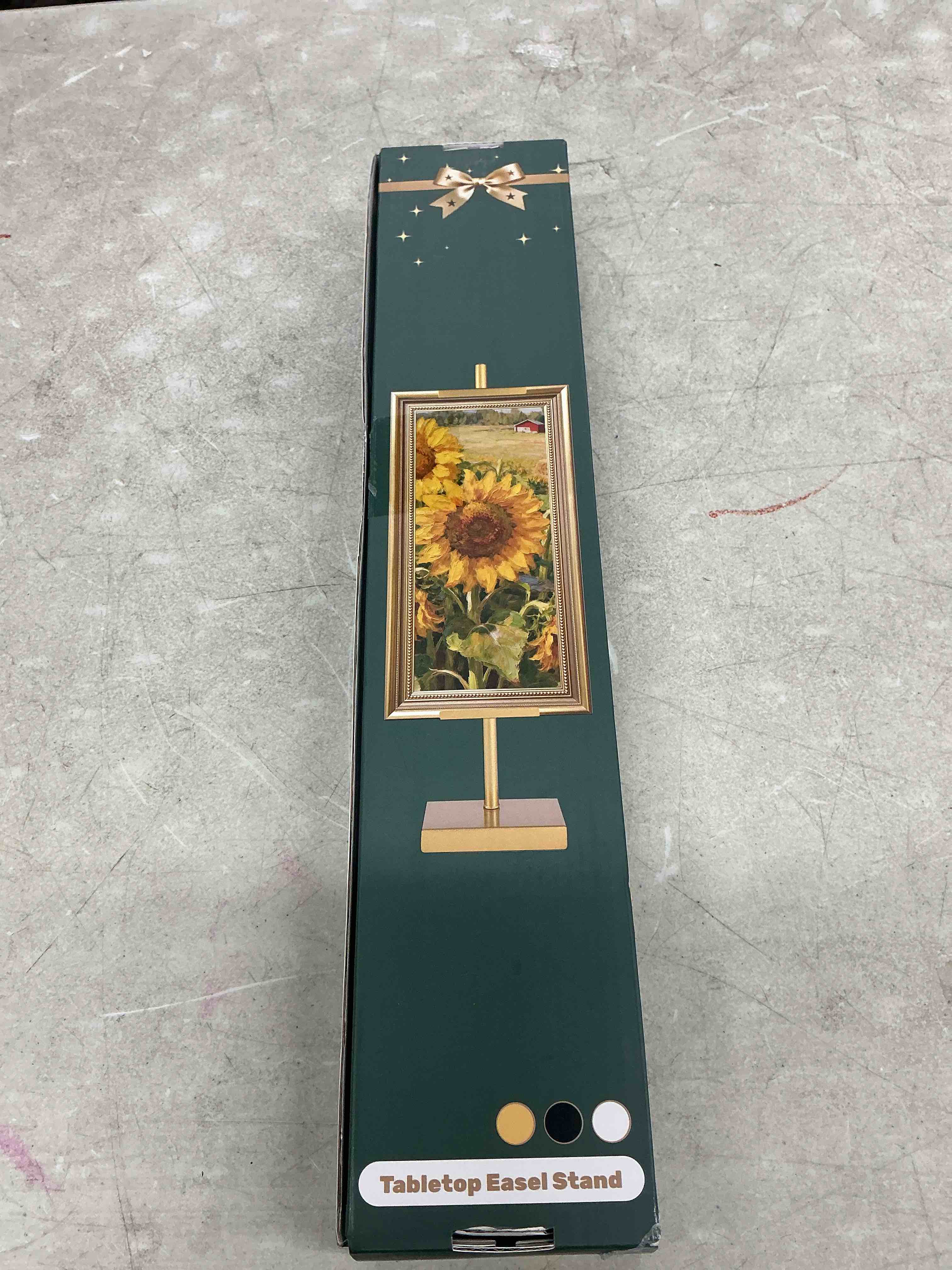 Condition photo showing Good Condition for 1 pack adjustable tabletop easel stand, metal picture stands for display, gold easel picture frame holder stand for art photo signs, table easels for display?18 inch gold? gold 18 inch