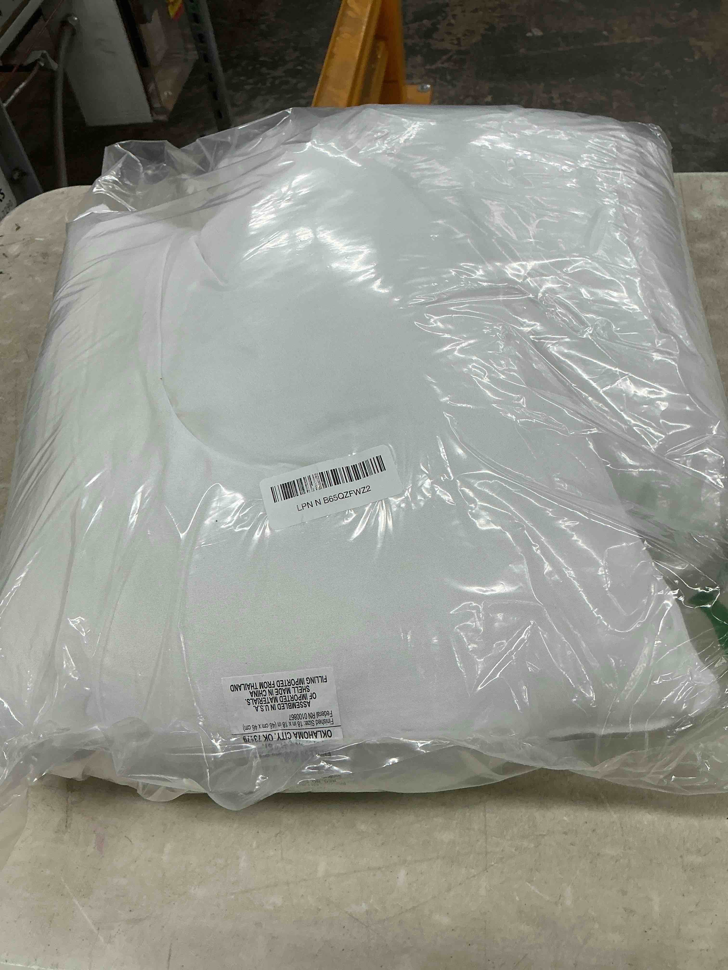 Condition photo showing Good Condition for edow throw pillow inserts, set of 2 lightweight down alternative polyester pillow, couch cushion, sham stuffer, machine washable. (white, 20x20) 20"x20"