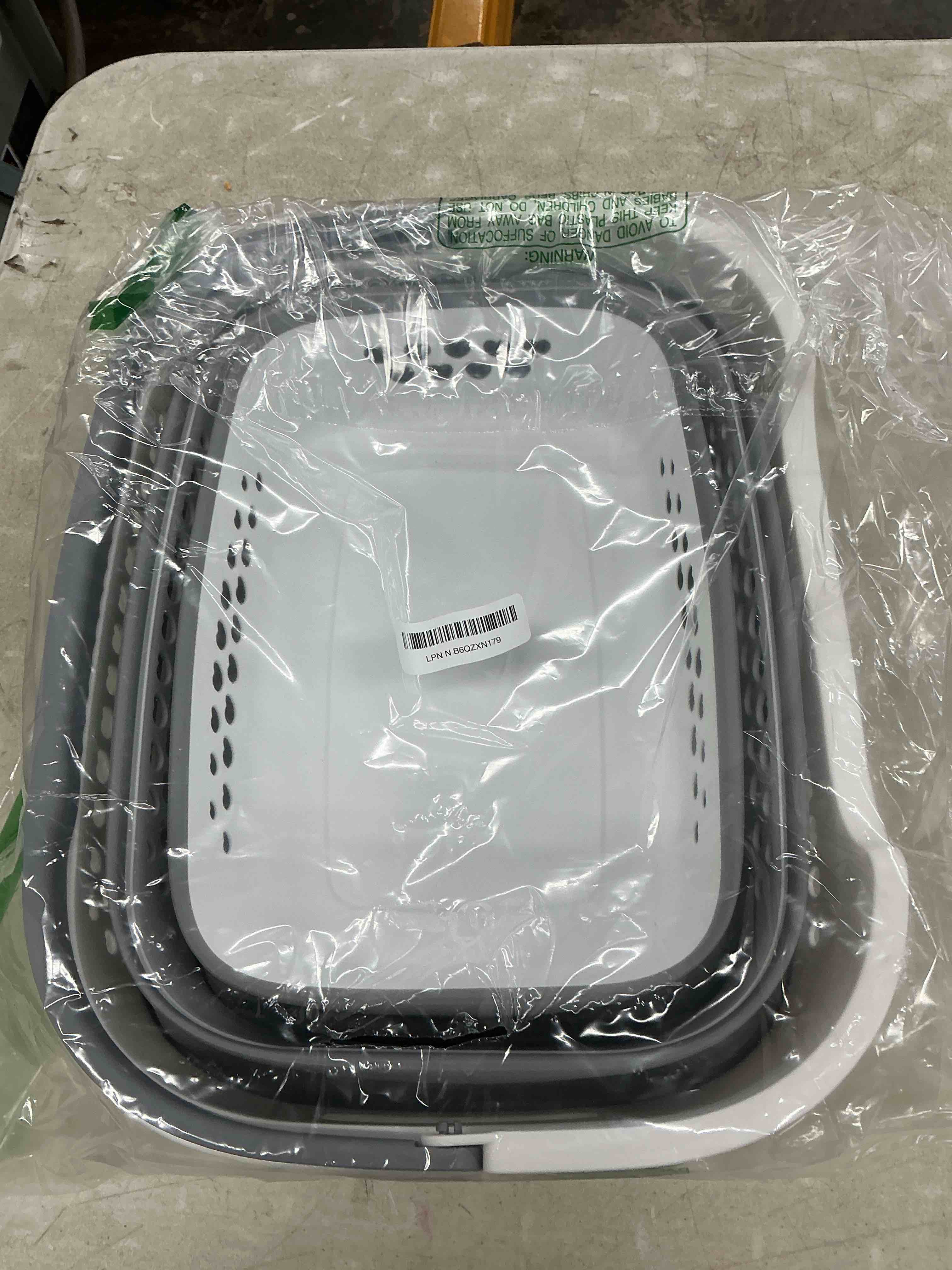 Condition photo showing Good Condition for 42l medium collapsible plastic laundry basket with handles, foldable laundry basket hamper, pop up storage container organizer for washing storage (gery, 17 inch * 13 inch * 15 inch) 42l 1.0