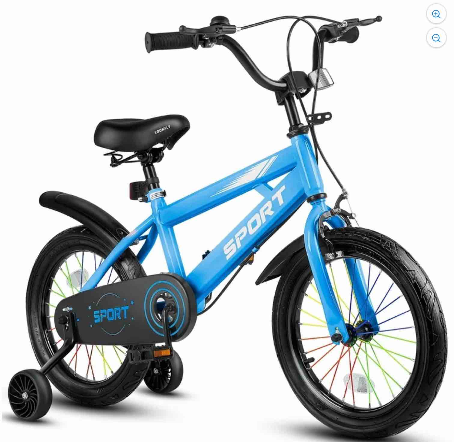 Lookfly 14" Kids Bike for Boys and Girls with Removable Training Wheels,Children's Cicycle,Blue