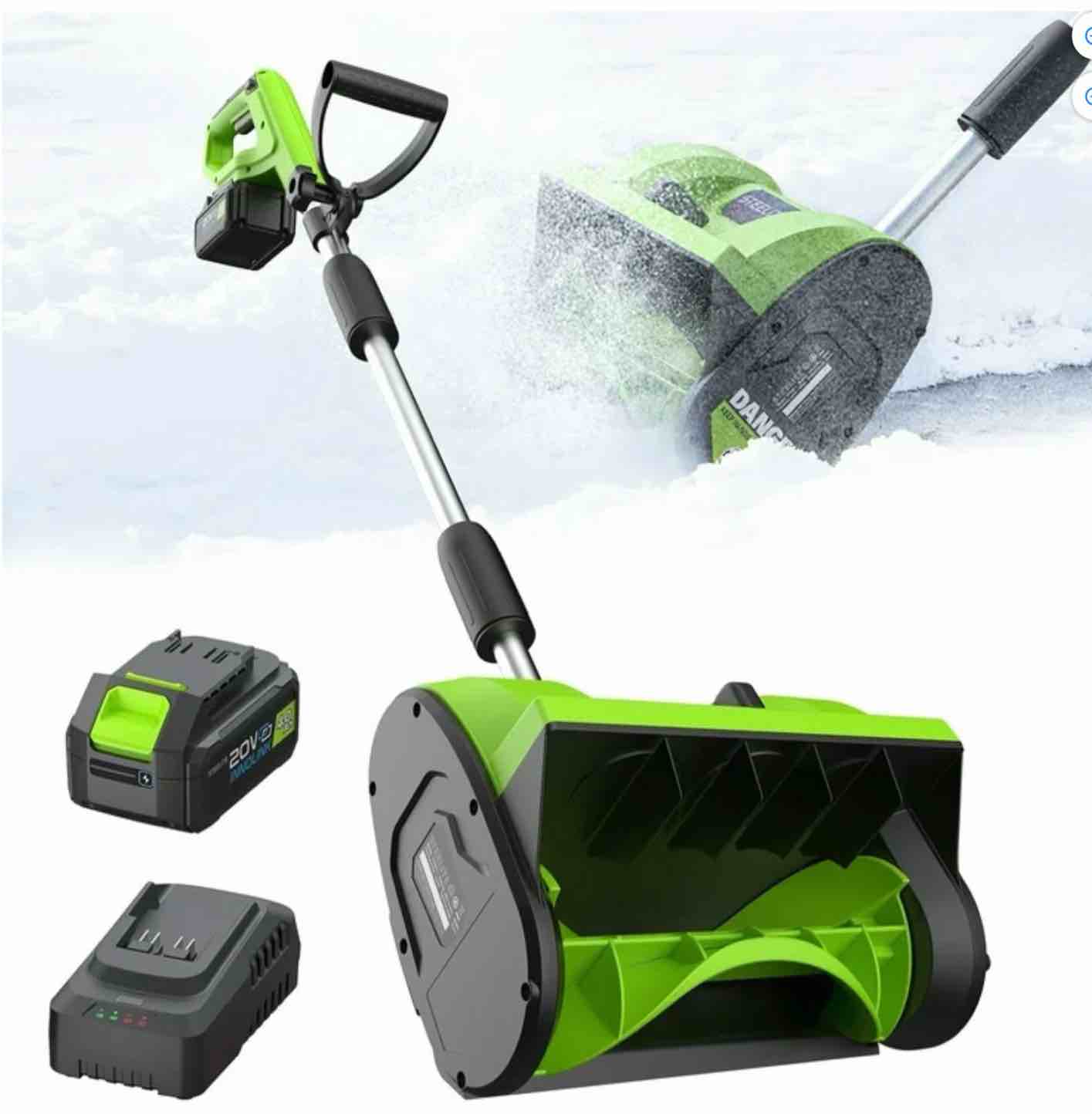 Steelite 21V 13 Inch Cordless Snow Shovel, Battery Powered Snow Blower with Directional Plate & Adjustable Front Handle,4.0-Ah Battery & Quick Charger Included