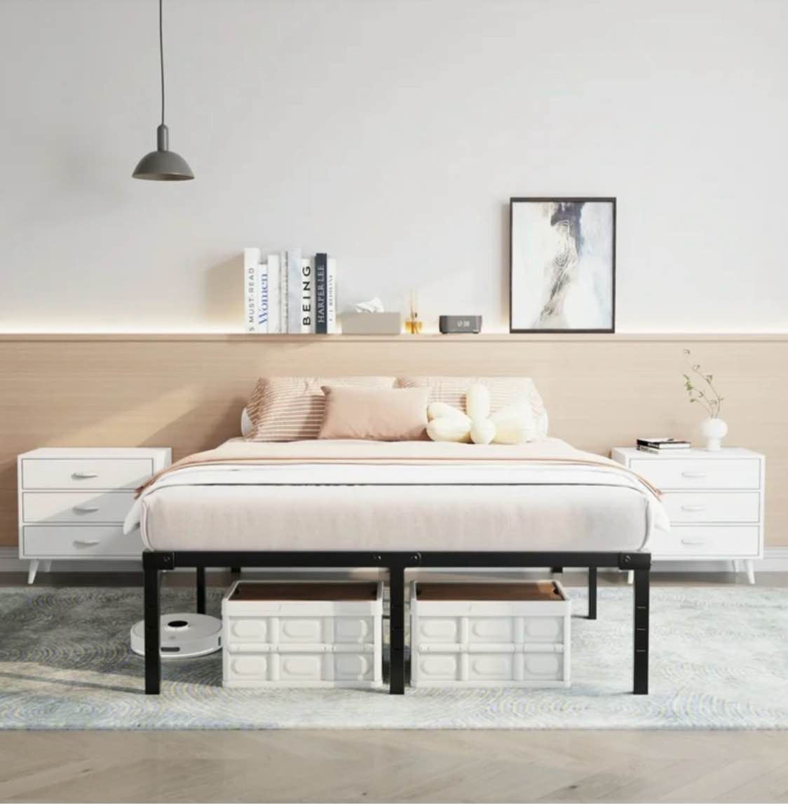 twin bed frame High Metal Platform Bed Frame, Weight Capacity, Heavy Duty, Noise Free, Easy Assembly, Black