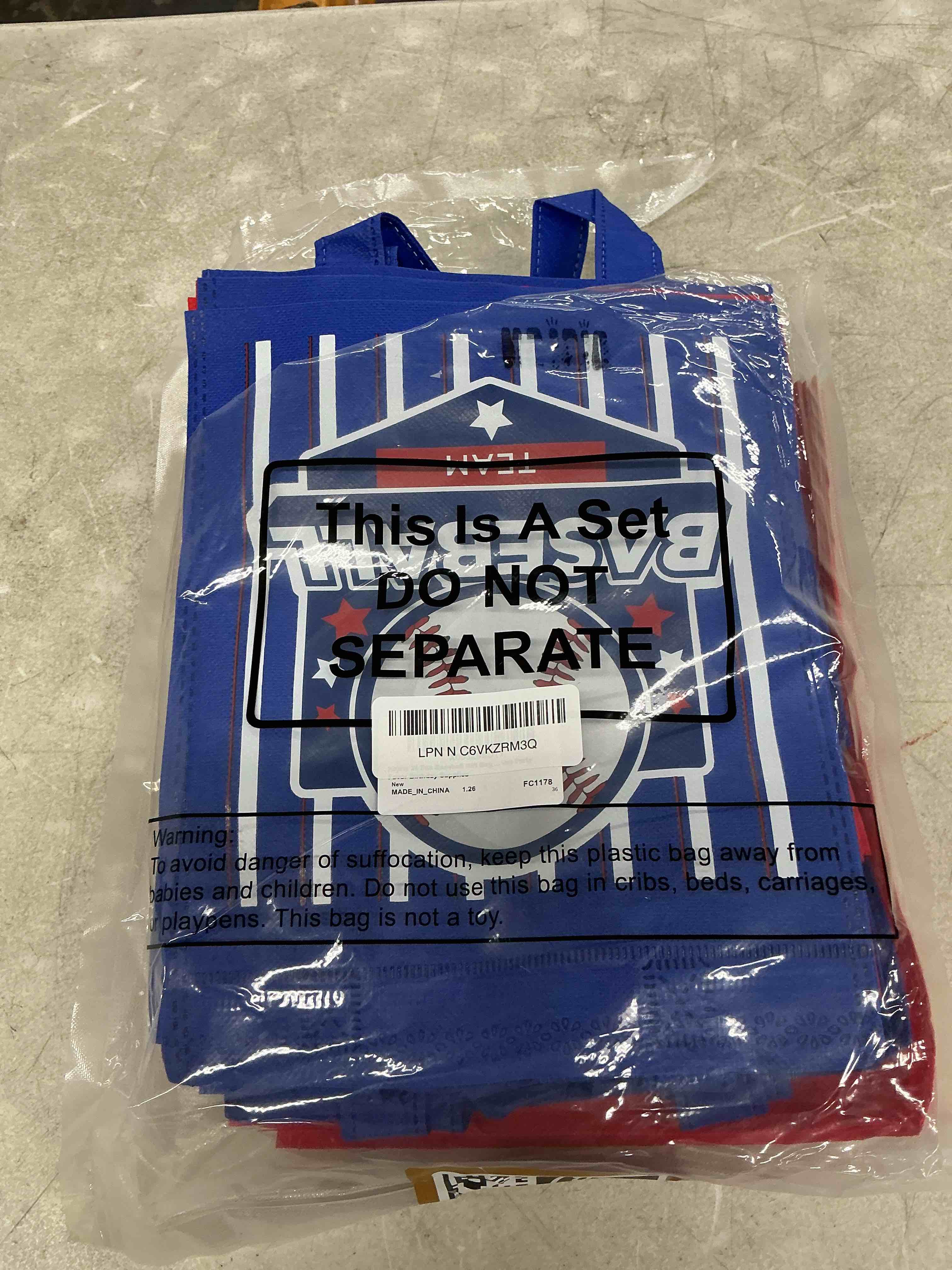 Condition photo showing Good Condition for kajaia 24 pcs baseball gift bag baseball party treat bags with handles reusable goodie favor bag non woven party favor birthday supplies