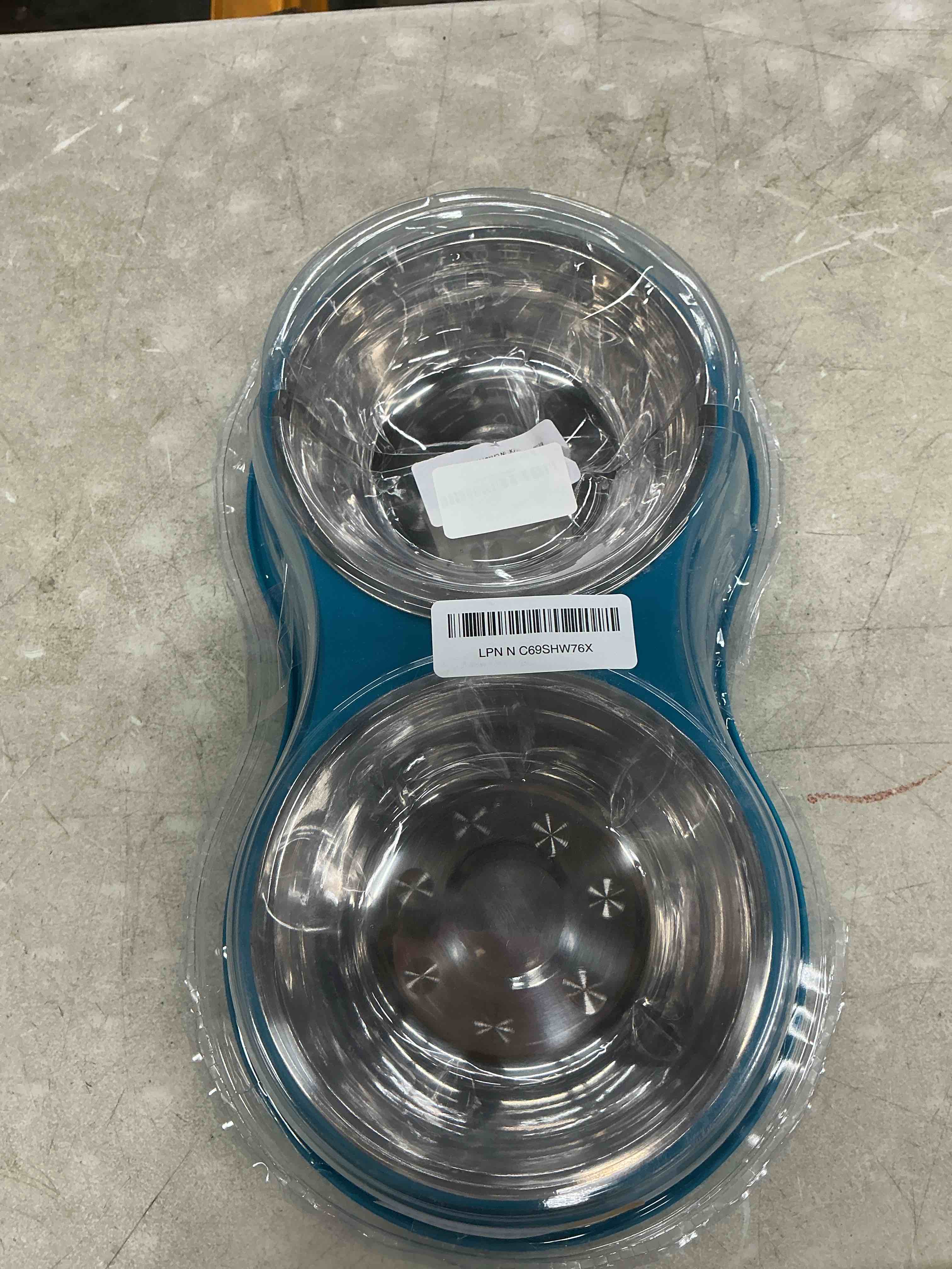Condition photo showing Good Condition for dog bowls double dog water and food bowls stainless steel bowls with non-slip resin station, pet feeder bowls for puppy medium dogs cats