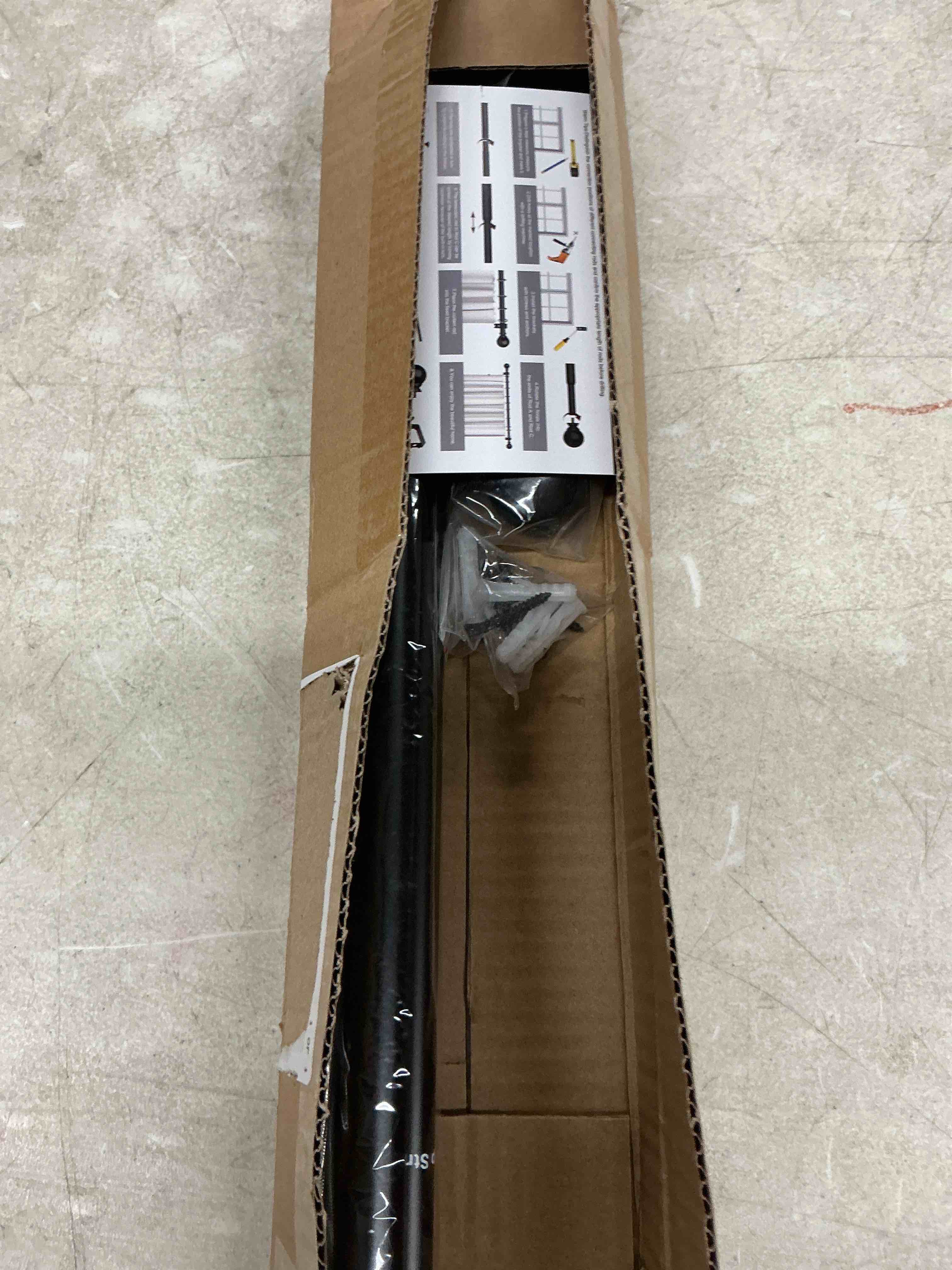 Condition photo showing Good Condition for curtain rods for windows 32-48 inch, 5/8 inch decorative curtain rod set, matte black splicing heavy duty metal curtain rod with brackets 32-46" black