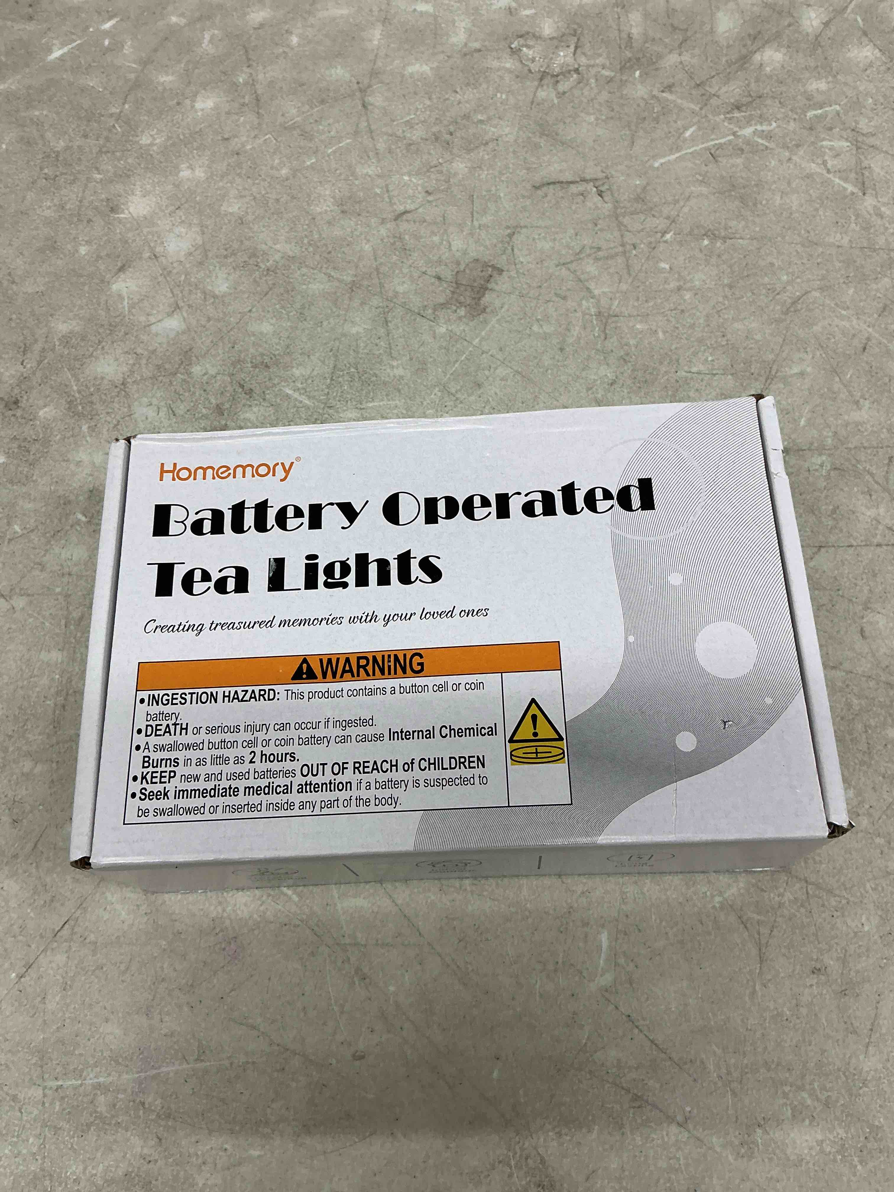 Condition photo showing New/Like New for homemory 48-pack novelty flickering flameless tea lights candles, 200+hours battery-operated led fake candles for wedding table centerpieces,proposal,anniversary, white base, ø1.5'' × h1.3'' warm white glow, white base pack of 48