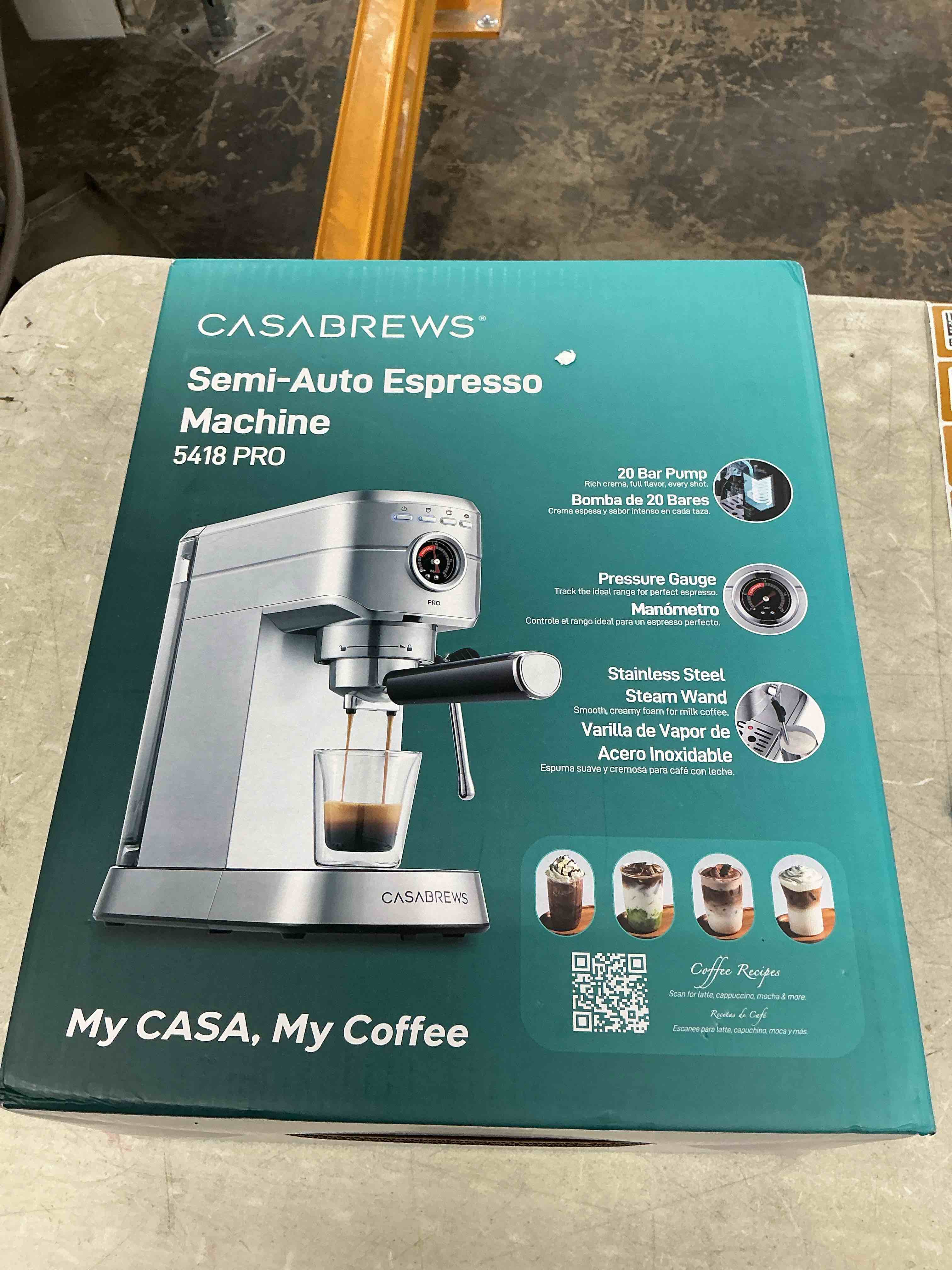 Condition photo showing Good Condition for casabrews 5418 pro espresso machine 20 bar, upgraded espresso maker with powerful steam milk frother, stainless steel coffee machine with fast heating system for cappuccino, latte, silver a-silver