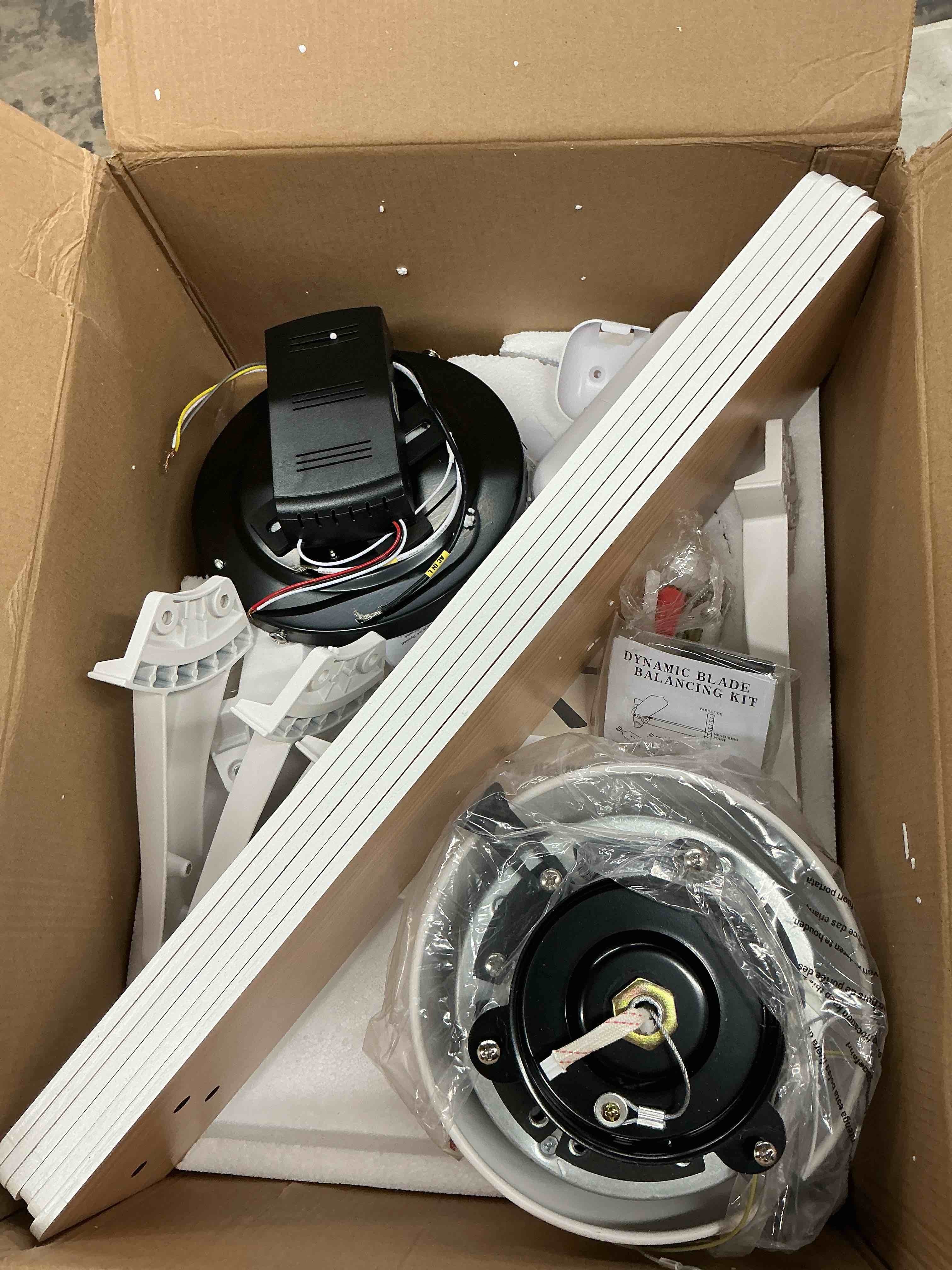 Condition photo showing Good Condition for ceiling fans with lights,54 inch low profile ceiling fan with light and remote control,6 speeds/6 blade,flush mount,led dimmable dc reversible modern, white ceiling fan for bedroom/living room