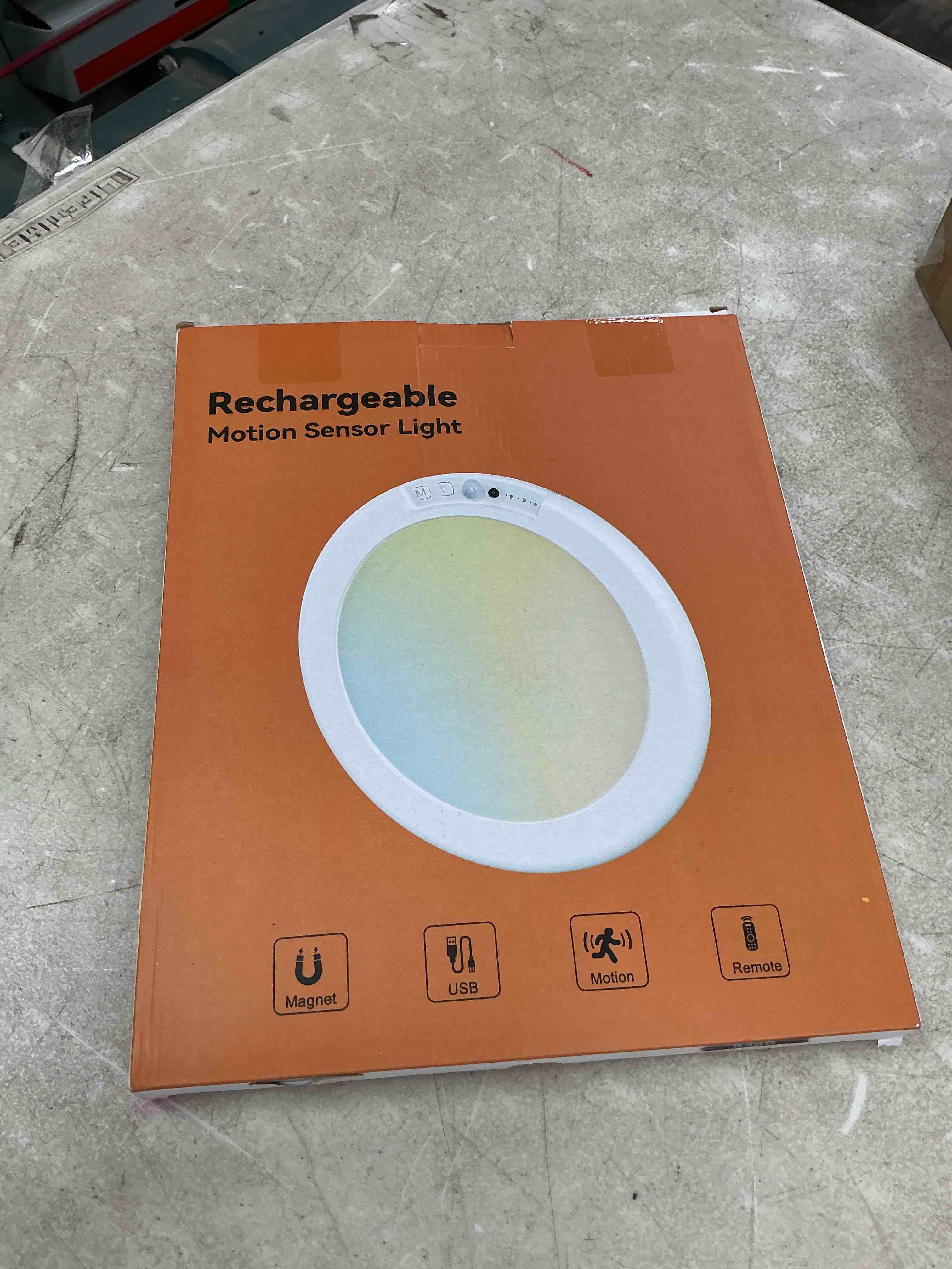 Condition photo showing Good Condition for rechargeable motion sensor ceiling light with remote - magnetic wireless ceiling light battery powered for closet shower stairs shed hallway ect 1 pack 3 colour temperatures