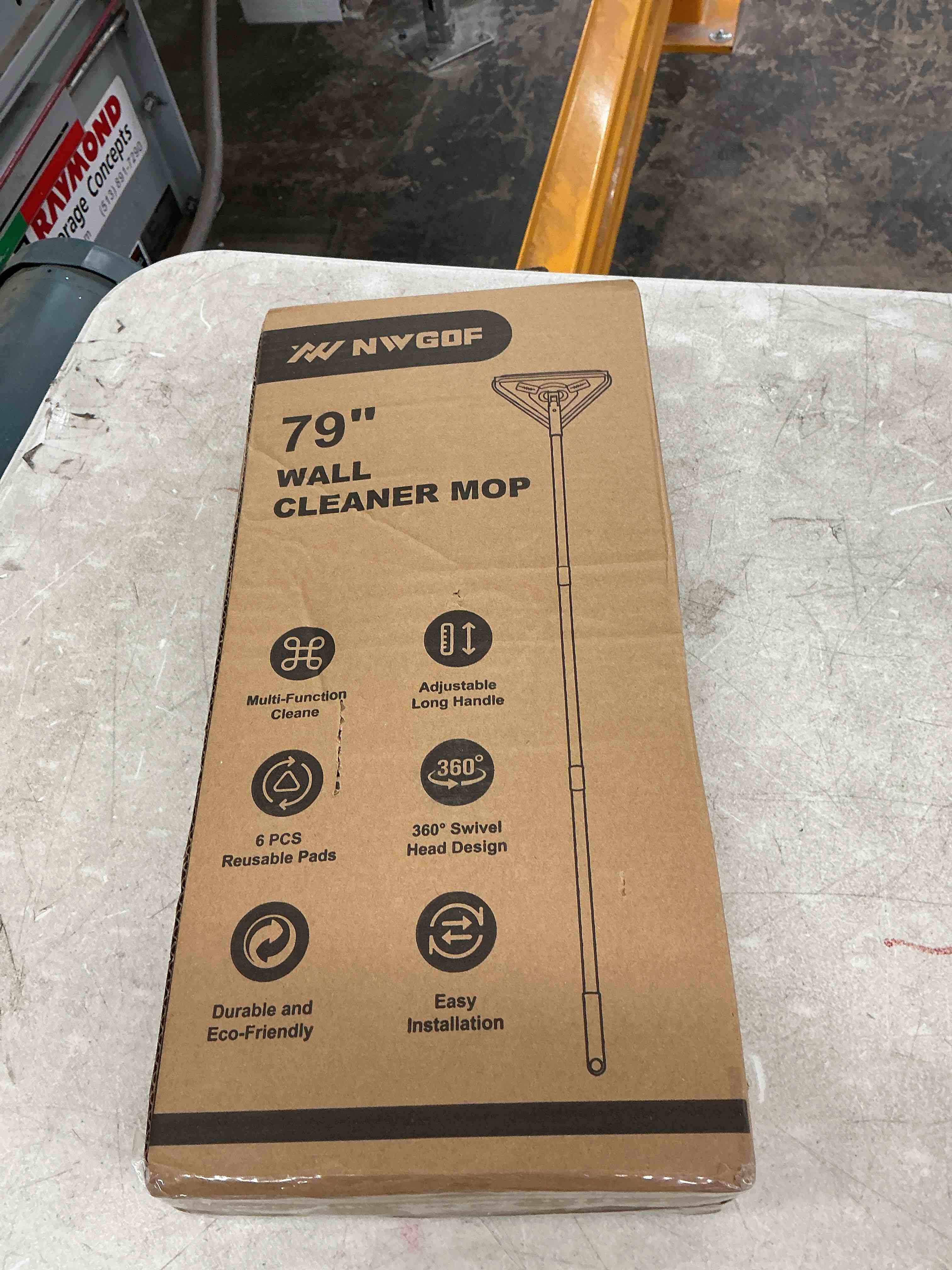 Condition photo showing Good Condition for wall cleaner mop with 79 inches long handle, 360° wall washer cleaner tool for walls/ceiling fans/dust/baseboard/floors clean, ceiling cleaner tool duster with squeegee 6 replacement pads