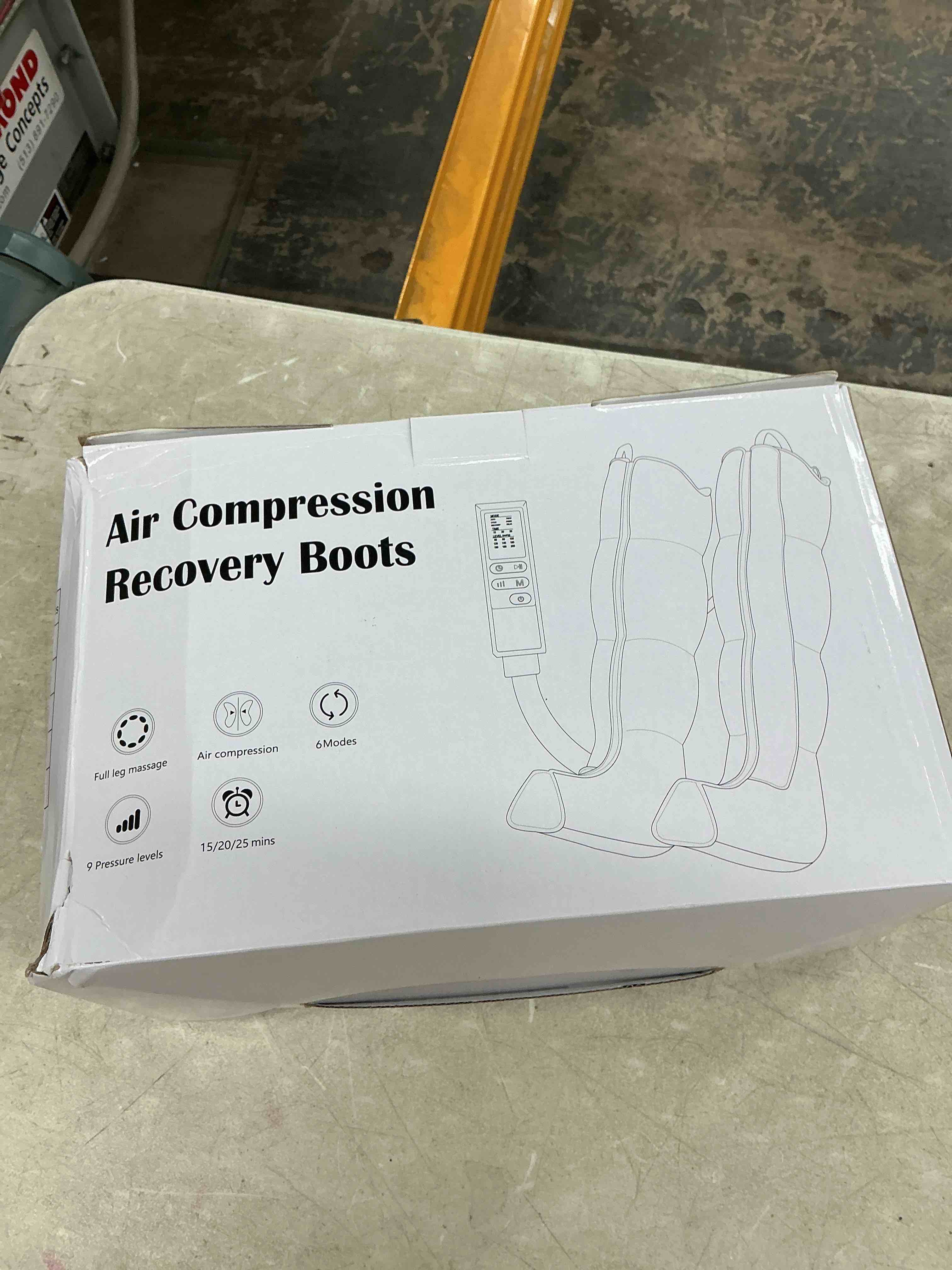 Condition photo showing Good Condition for air compression leg massager, professional sequential foot & full leg massager for circulation and pain relief, fast recovery compression boots for athletes, gifts for men women black