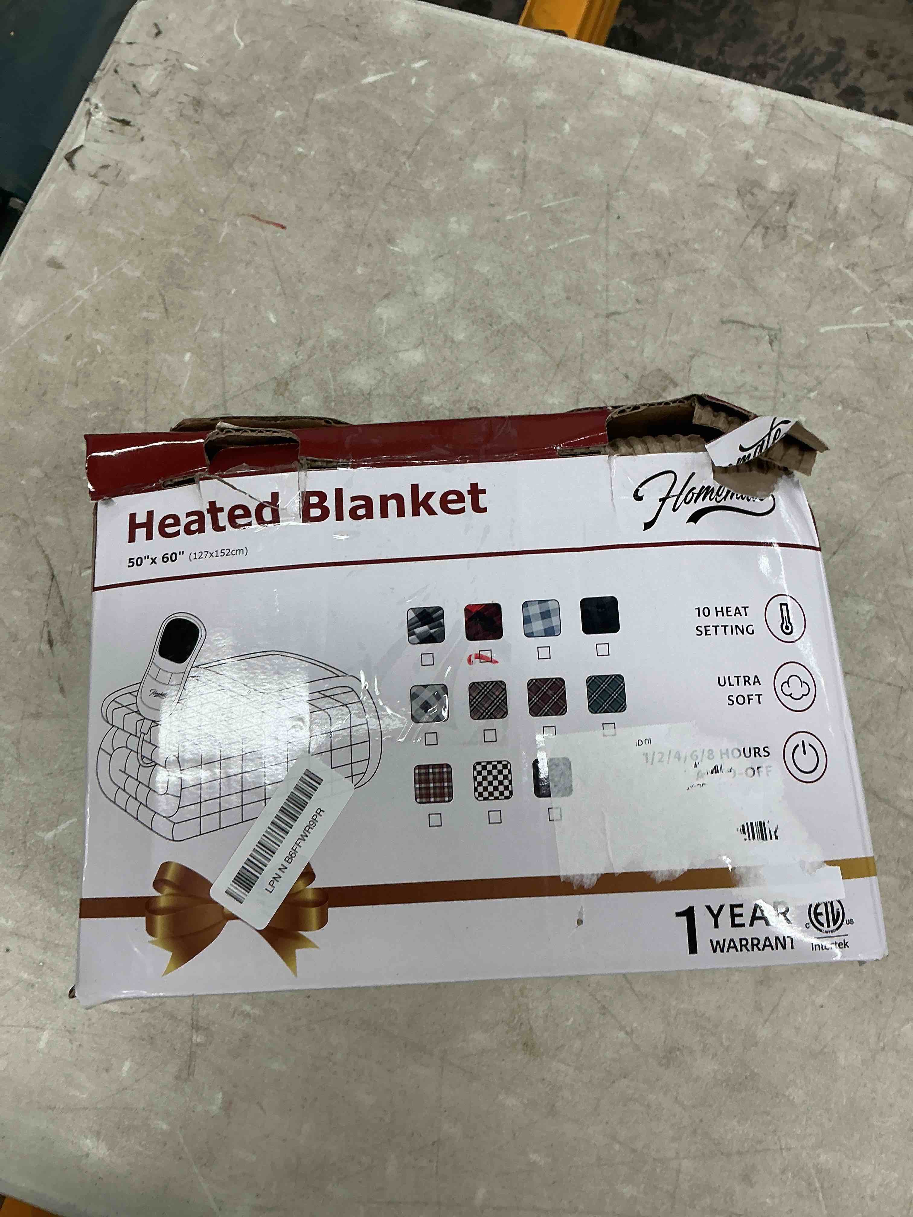 Condition photo showing Good Condition for homemate electric blanket heated throw - 50“x60“ ultra soft cozy flannel heating blanket with 10 fast heat levels 8 hours auto off over-heated protection etl certification keep warm in home office red-black 50"x60"inch