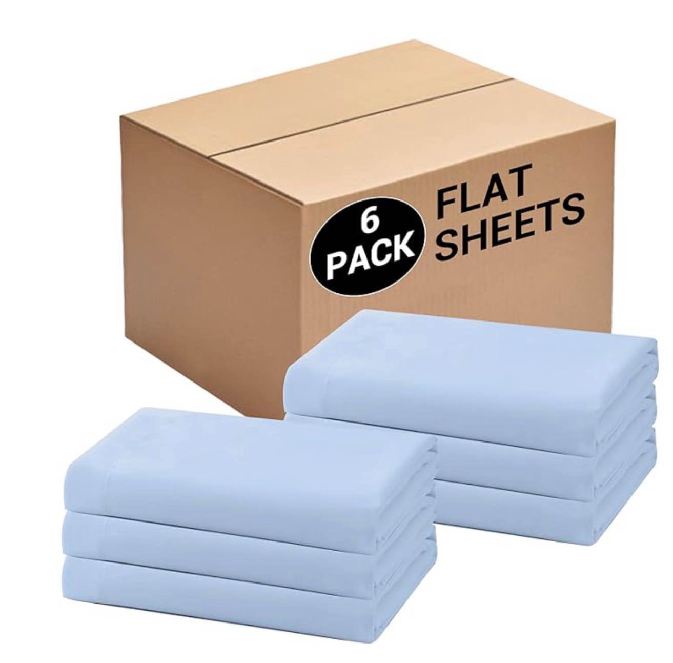 Bulk King Flat Sheets Only, 6 Pack Quick Sort Top Bed Sheet, Color-Coded Label Threads, Wrinkle-Free Shrinkage Durable Microfiber Hotel Motel Airb&bs Essentials for Hosts (105"x102",Light Gray)
