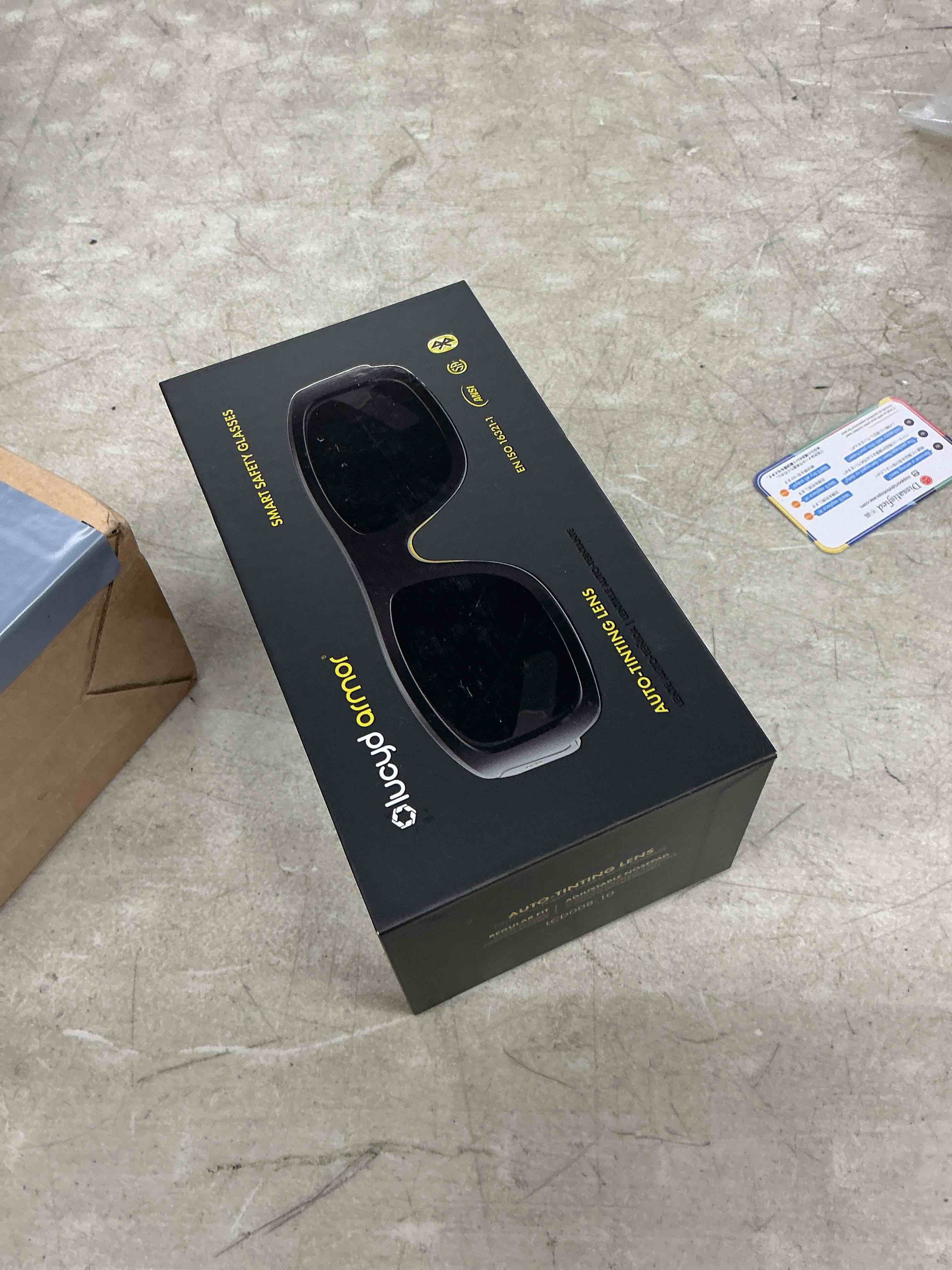 Condition photo showing Good Condition for lucyd armor smart safety glasses, tr90 frame, light adaptive lenses, open ear speakers & microphone - ansi z87.1 photochromic
