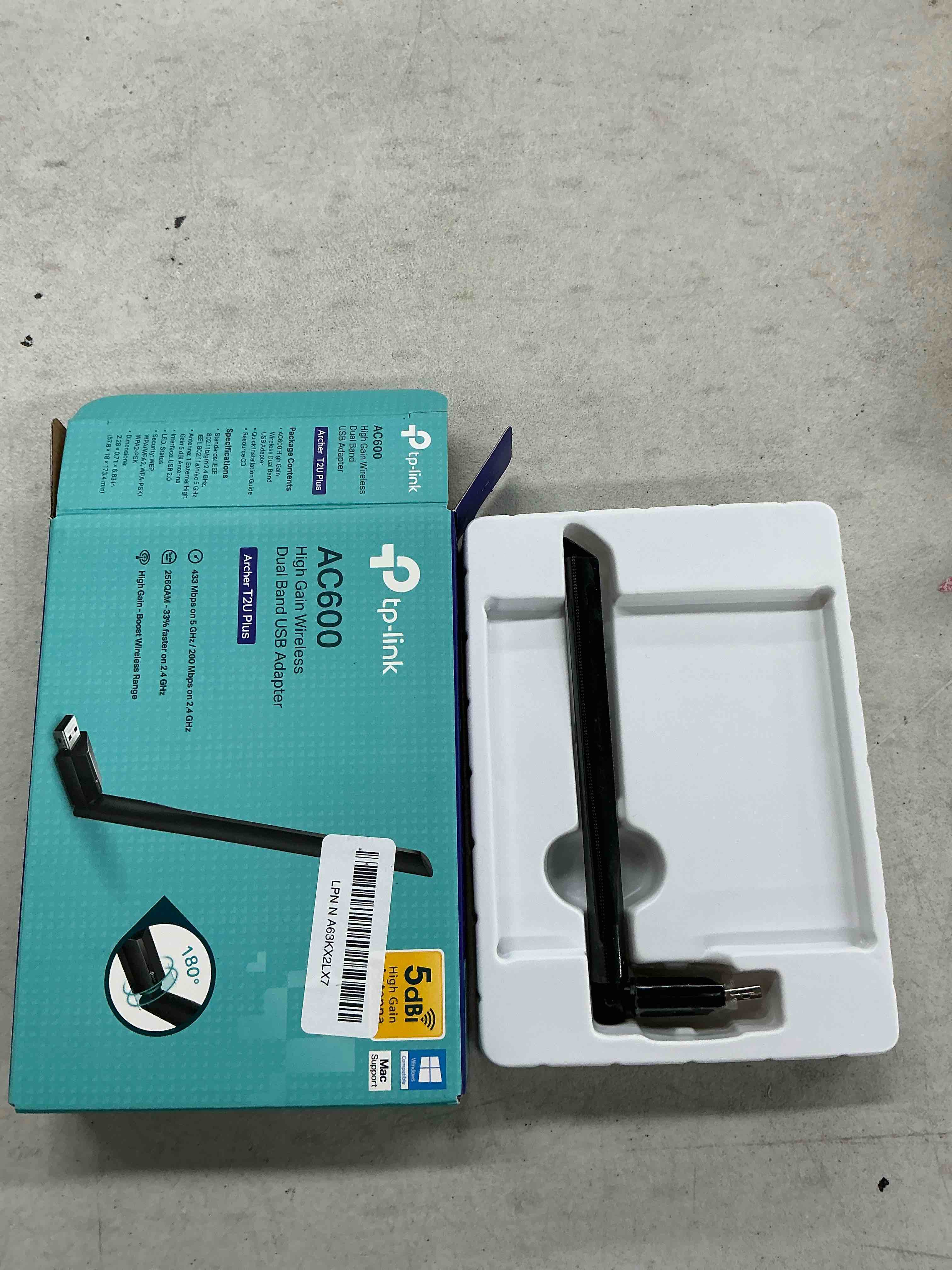 Condition photo showing Good Condition for tp-link ac600 usb wifi adapter for pc (archer t2u plus)- wireless network adapter for desktop with 2.4ghz, 5ghz high gain dual band 5dbi antenna, supports win11/10/8.1/8/7/xp, mac os 10.9-10.14, black ac600, wifi 5