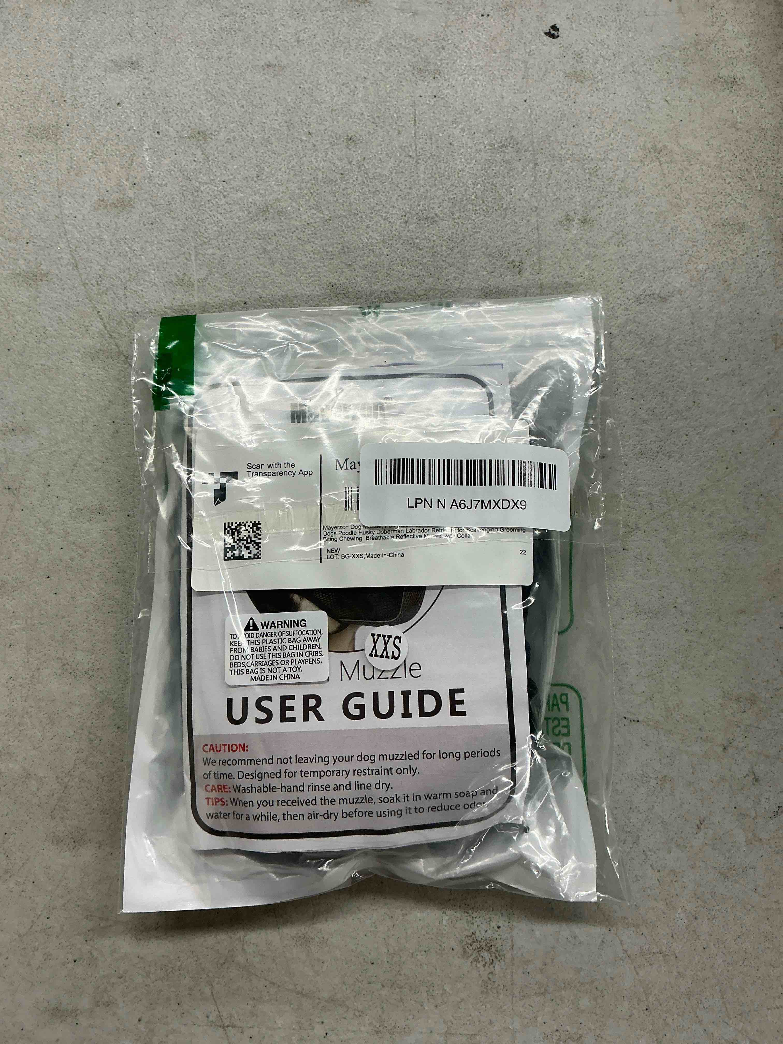Condition photo showing Good Condition for mayerzon dog muzzle, patented mesh soft muzzles for large medium small dogs poodle husky doberman labrador retriever for scavenging grooming biting chewing, breathable reflective mussel with collar black/grey xxs-(snout:6"-7¼")
