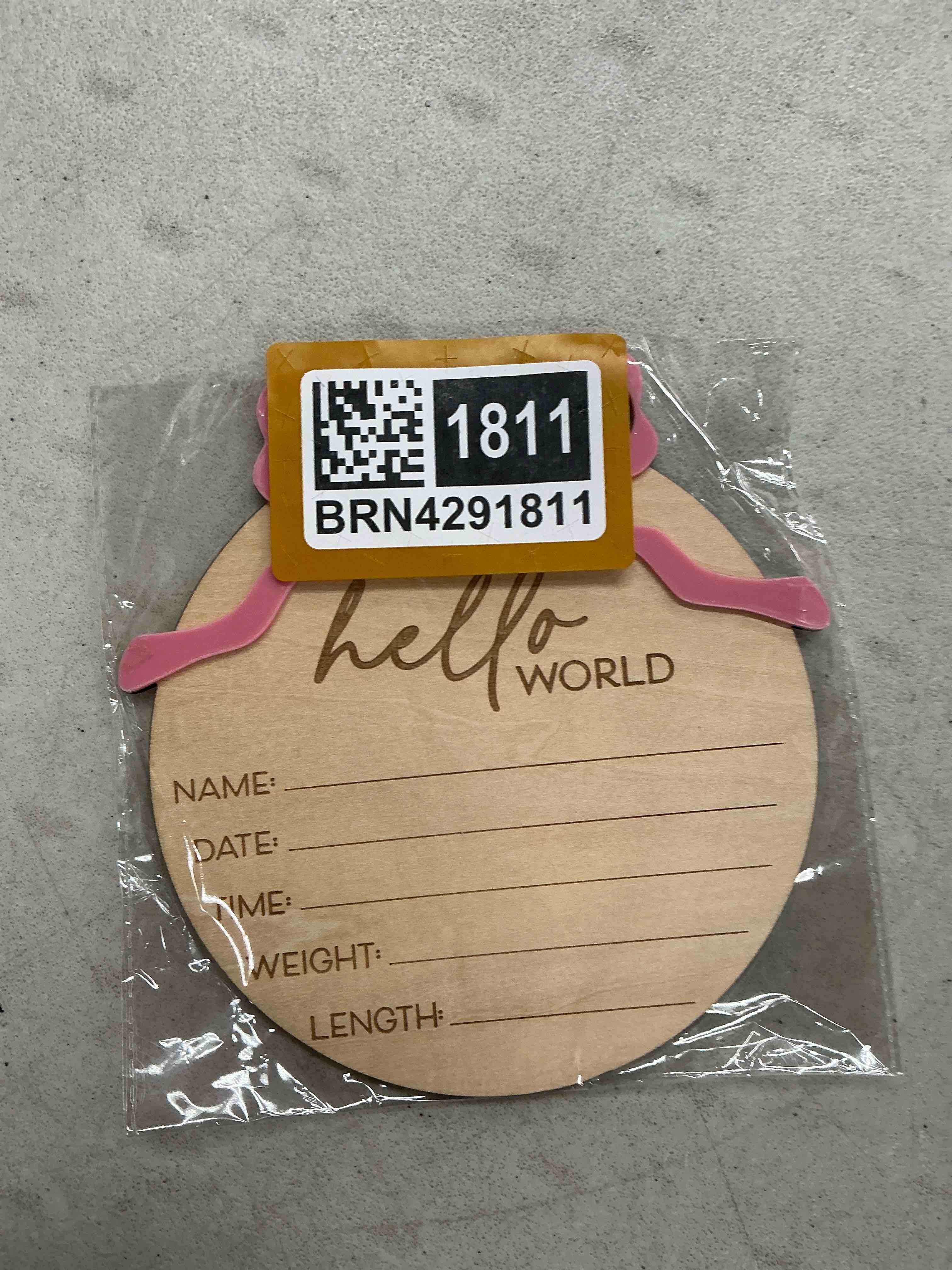 Condition photo showing Good Condition for hello world newborn sign baby name announcement sign bow birth announcement sign for hospital baby welcome for boys and girls photo props shower nursery
