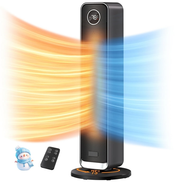 Space Heater Indoor, 25" Electric Heaters with Remote, 75° Oscillation, ECO Mode, 12H Timer, 30dB Quiet Heating, Safe Energy Efficient Heaters for Large Room, Bedroom Overall pick