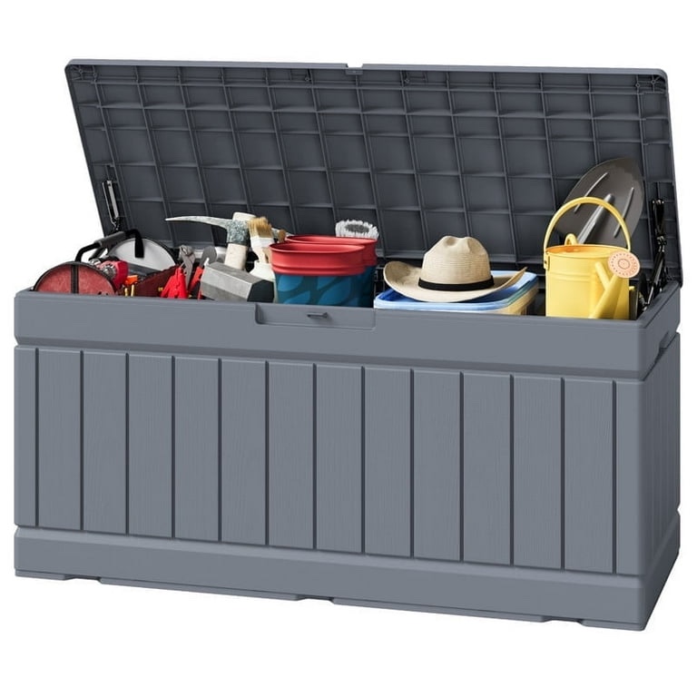 Homall 82 Gallon Outdoor Storage in Resin Deck Box Lockable Deck Box  Gray