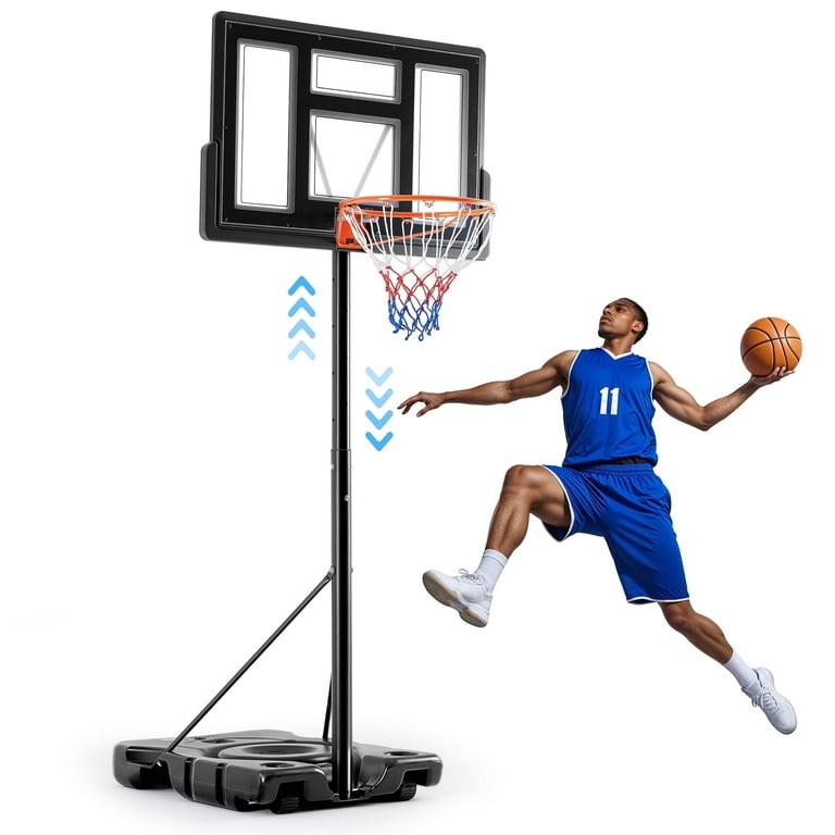 Edx 6.1ft-10ft Adjustable Height 44  Shatterproof Outdoor Portable Basketball System (Adult)