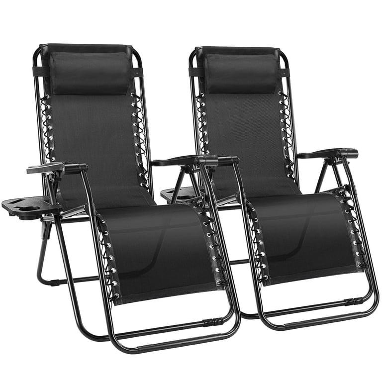 EDX Zero Gravity Chair Outdoor Lounge Chair?Suitable for Beach Terrace Pool Patio  Black 2-Pack