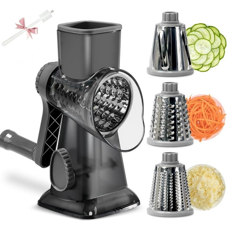 YUOFD Rotary Cheese Grater  Handheld Cheese Shredder with 3 Blades  1.7 lbs