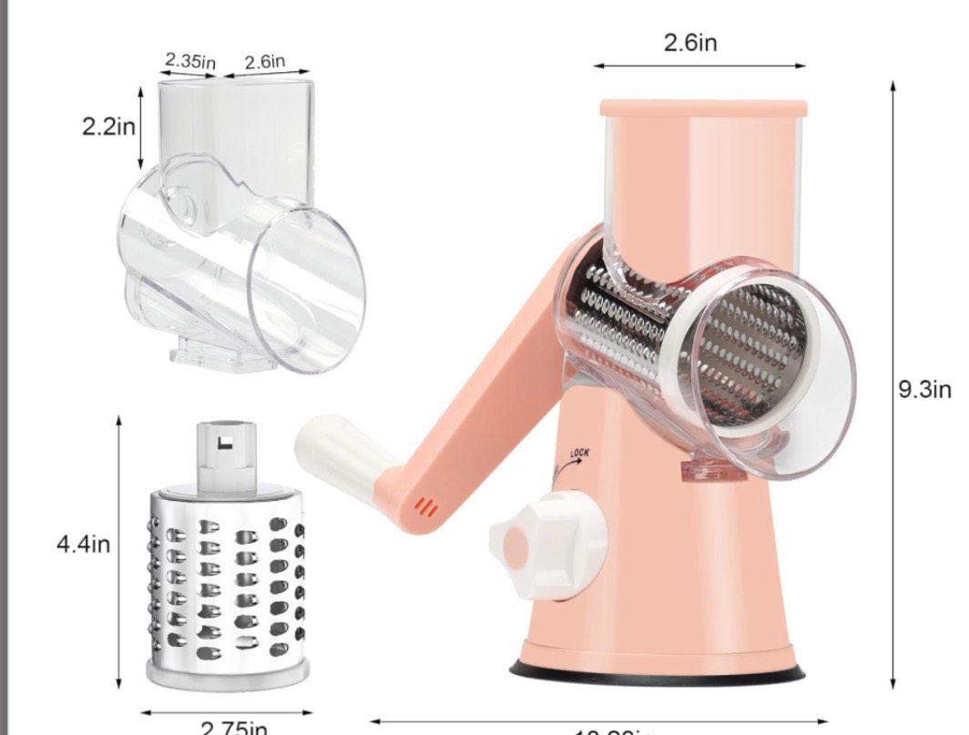 Tynjuov Cheese Grater Hand Crank, Rotary Cheese Shredder & Vegetable Chopper, Kitchen Gadgets Multi-Function Graters for Kitchen