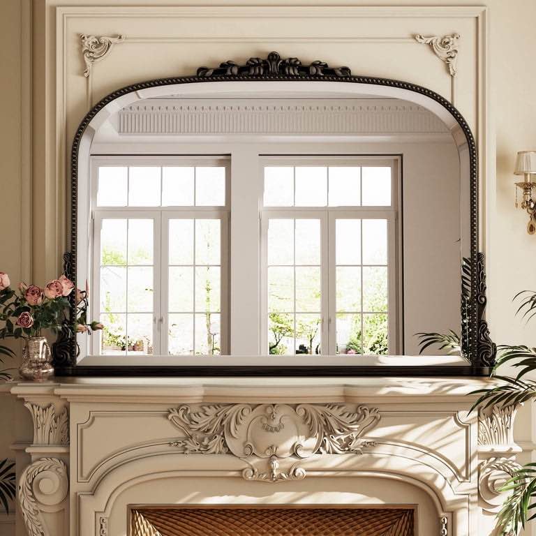 BEAUTYPEAK 44"x 32" Arched Vanity Mirror Vintage Decor Mirror Wall Mounted, Antique Bronze