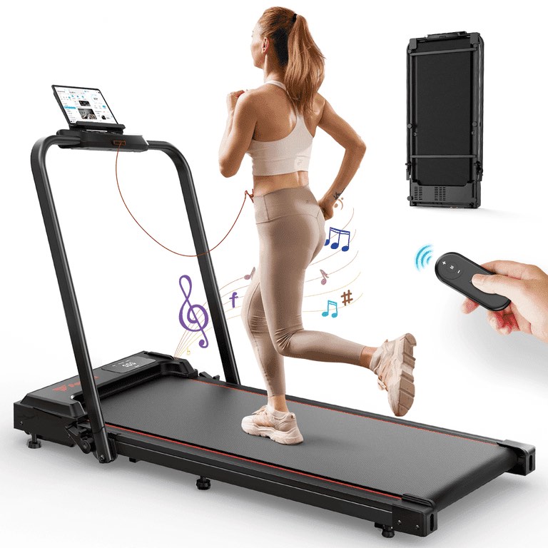 FORMILL Foldable Treadmill  300 Lbs Walking Pad Treadmill with HandleBar Portable Treadmill 2 in 1 for Home/Office  Under Desk Treadmill with Mat  Touch Control LED Display & Remote Control