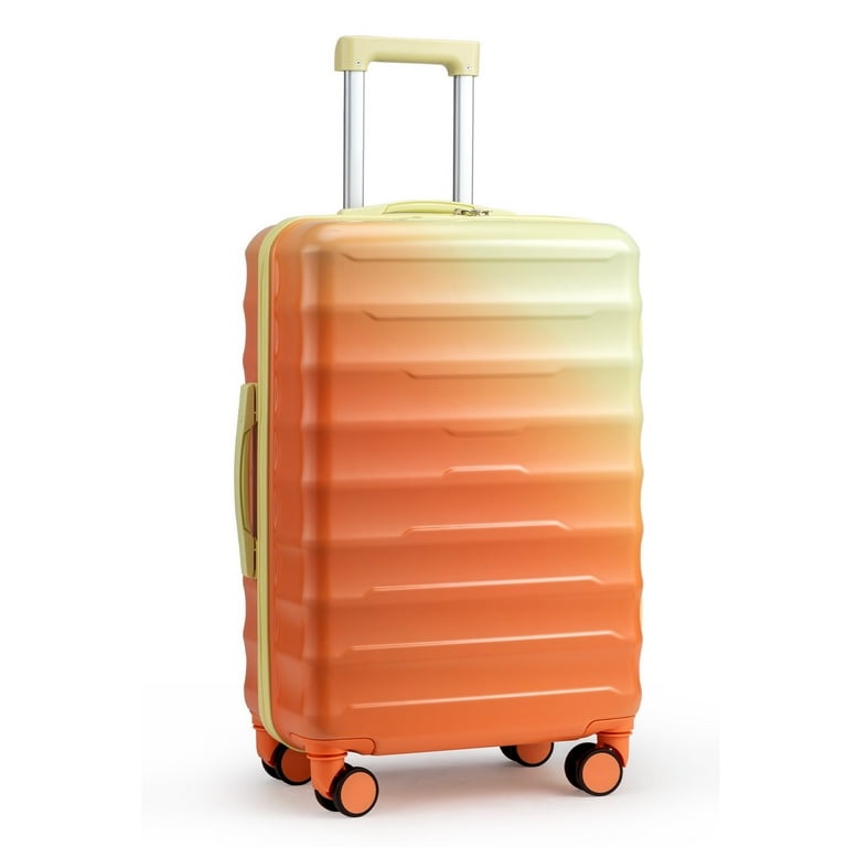 Zimtown 24" Luggage with Hardside Spinner Wheels, Checked-Medium TSA Look Suitcase, Yellow Orange Gradient  