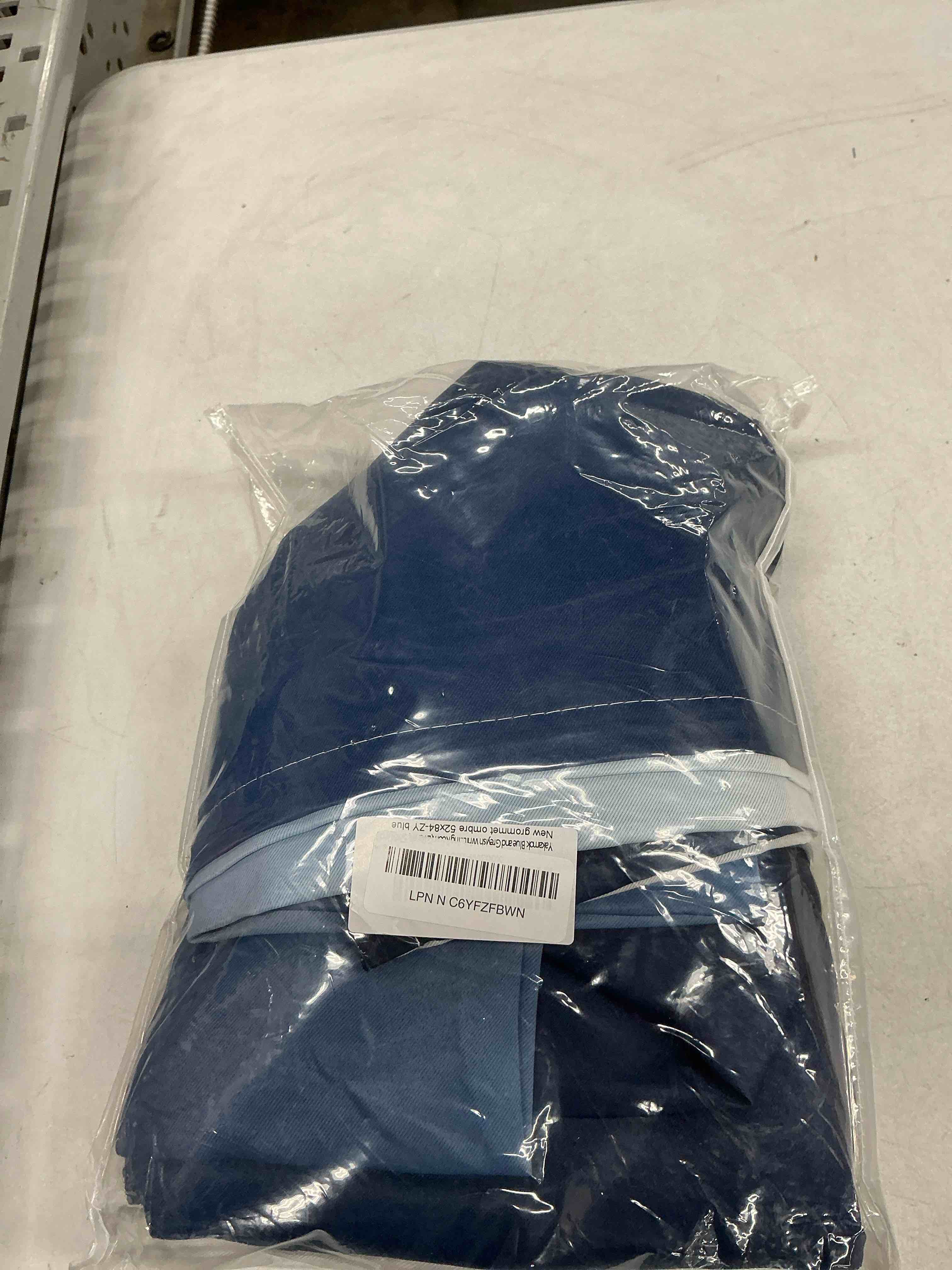 Condition photo showing Good Condition for yakamok blue and greyish white ombre curtains, room darkening gradient color curtains for bedroom, light blocking thermal insulated window drapes for living room(2 panels, 52x84 inch) 52"w x 84"l (pack of 2) blue
