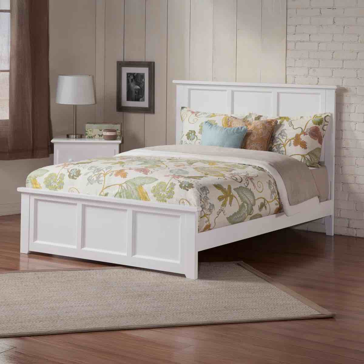 Amear Solid Wood Foundation Bed with Matching Footboard