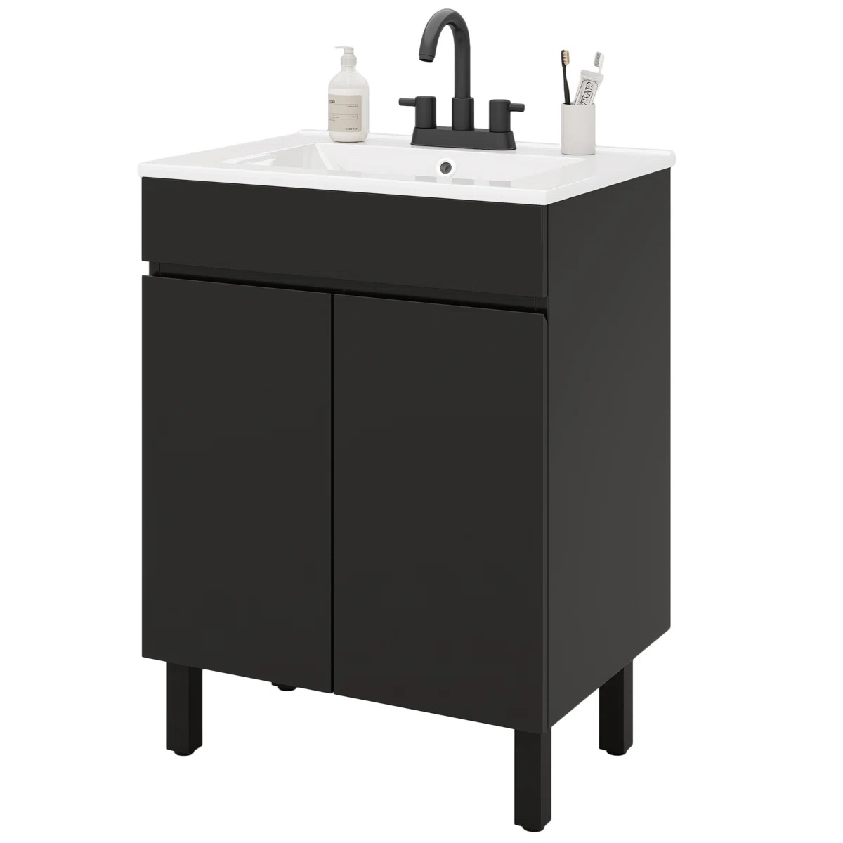 24" Bathroom Vanity With Ceramic Sink