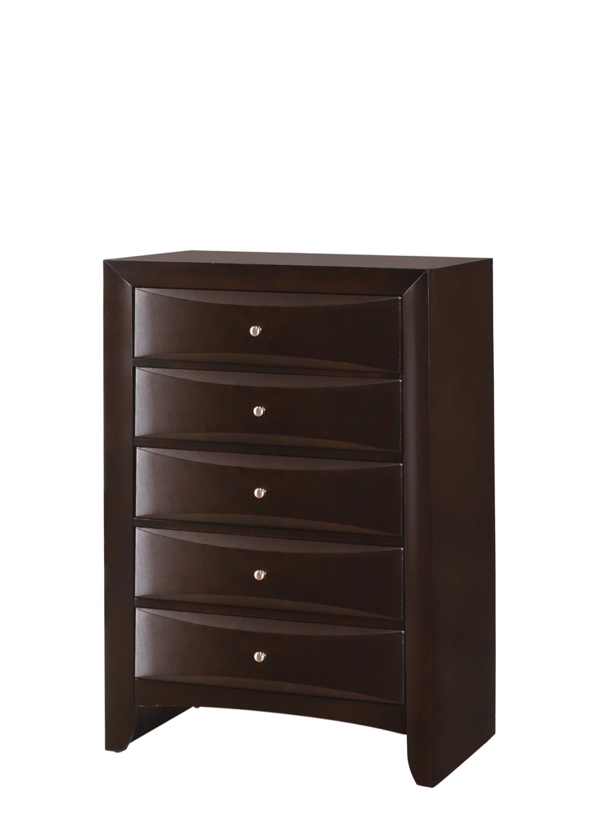 Emily five drawer chest of drawers dark cherry