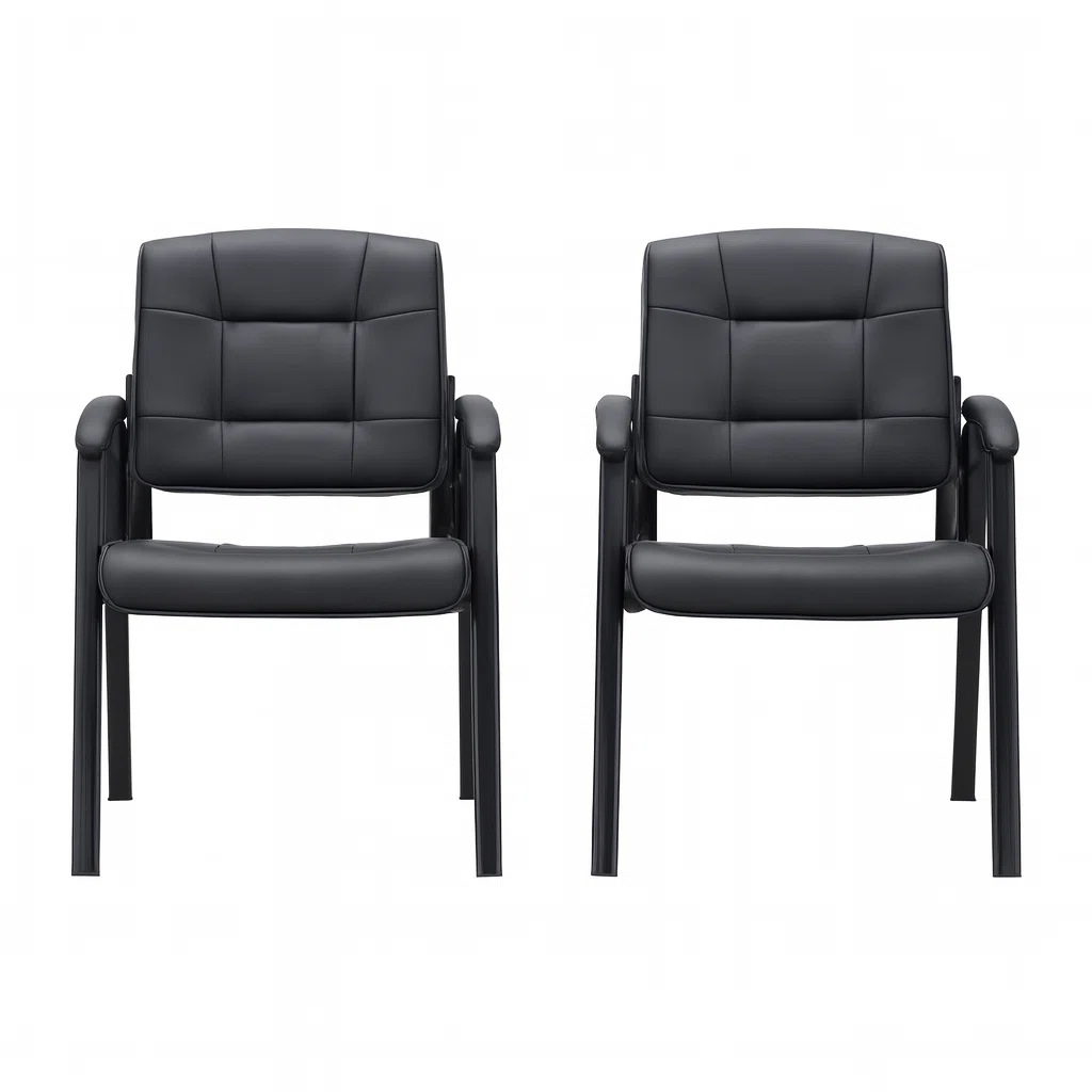 Faux Leather Office Waiting Room Chairs, Set of 2 – Modern Office Reception & Guest Chairs with Armrests for Visitor Seating (Set of 2)