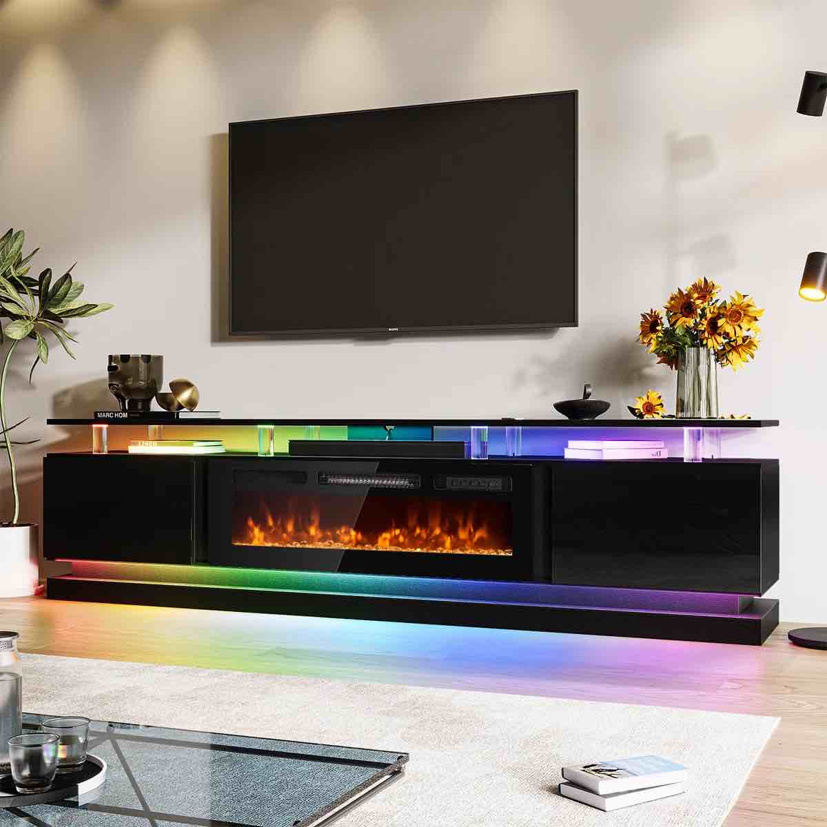 80" TV Stand with 36" Electric Fireplacez