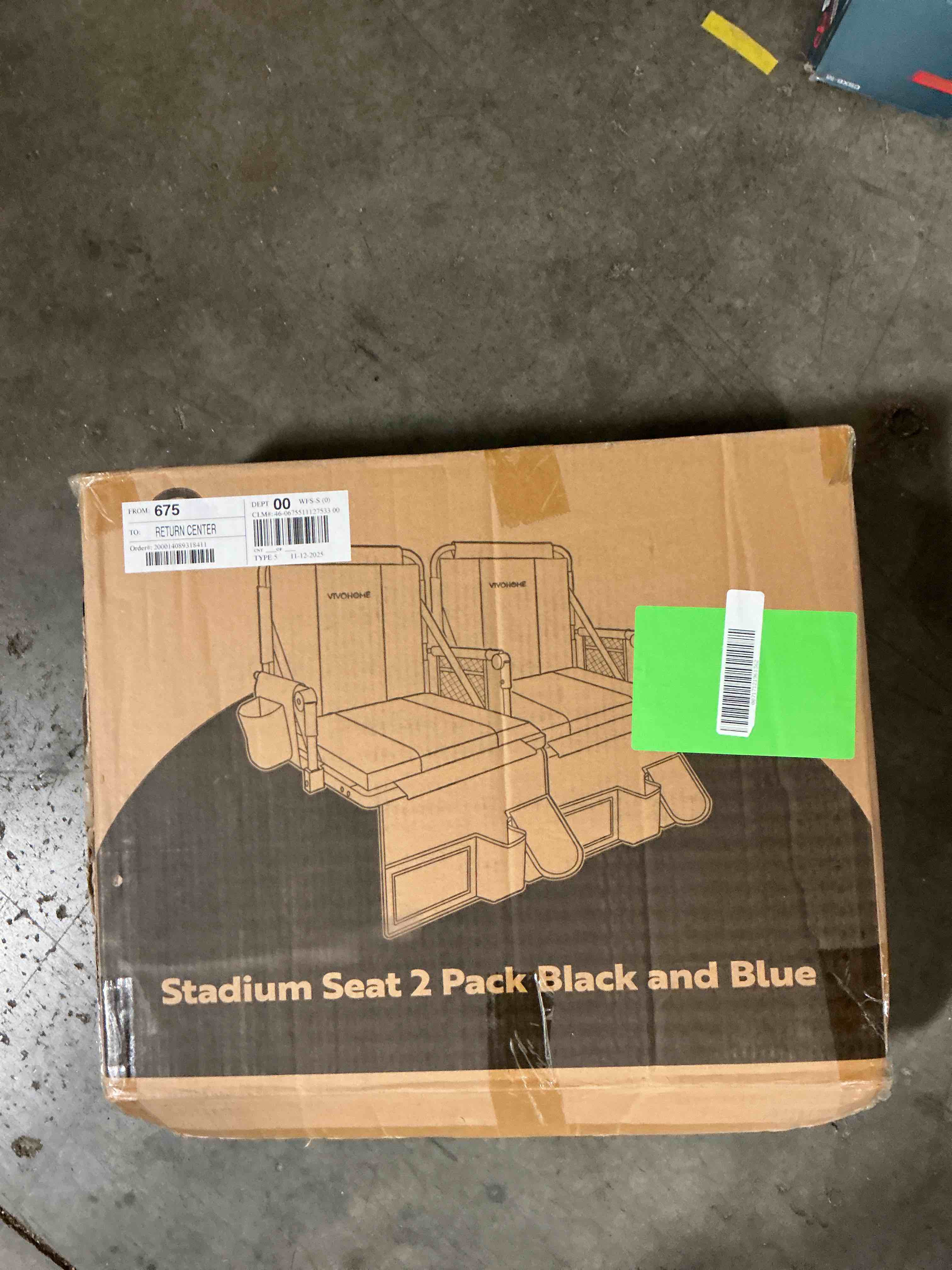 SPECSTAR Stadium Seats with Back Support and Cushion, 2 Pack Portable Bleacher Chairs with Cup Holder, Storage Bags and Shoulder Strap, Comfortable for Various Sports Events, Black and Blue